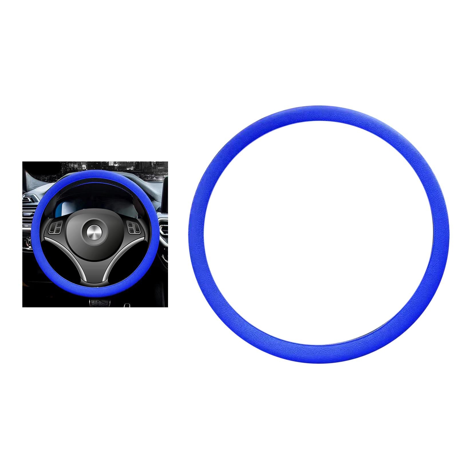 Car Steering Wheel Cover for Steering Wheel Diameter 32cm to 40cm Protection Deep Blue