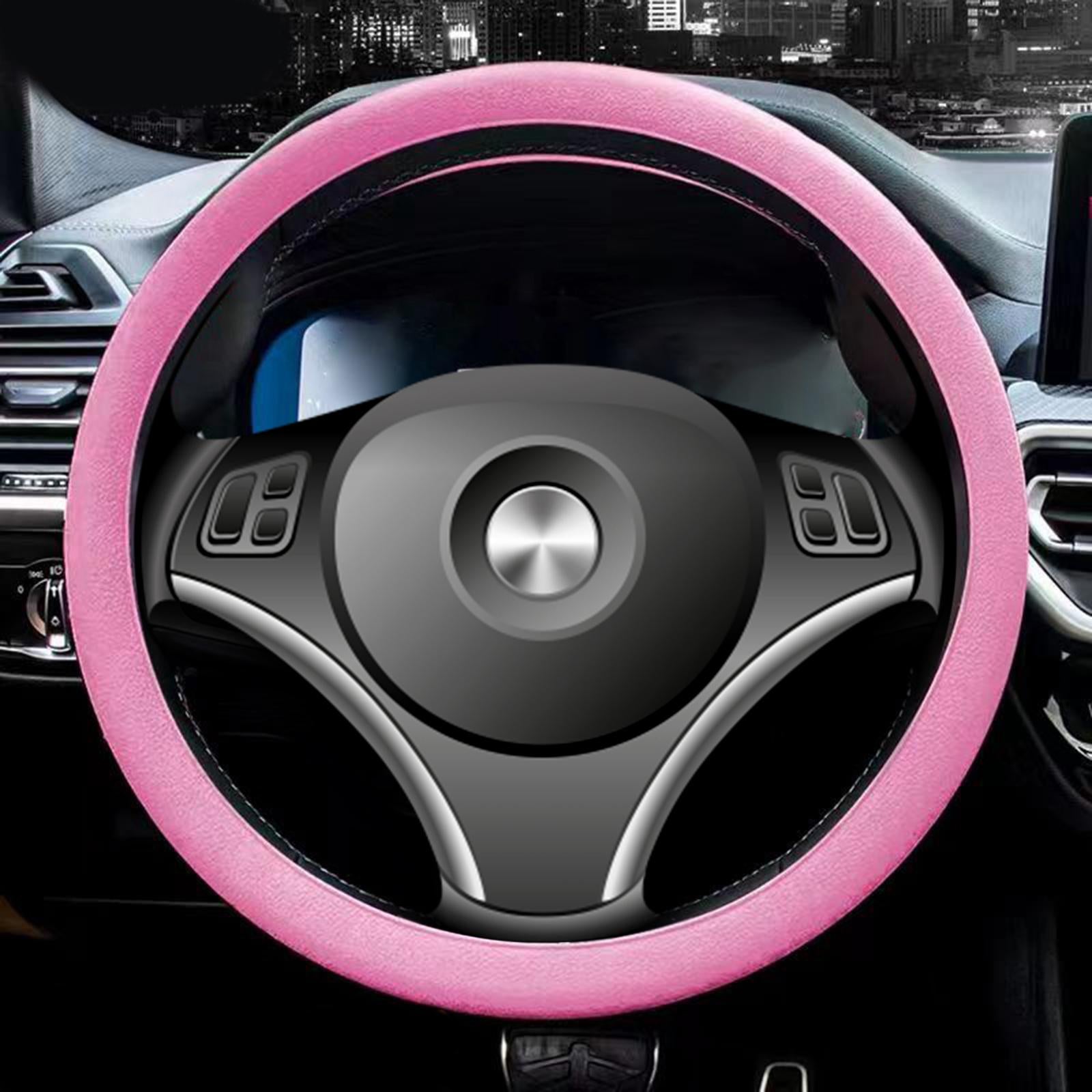 Car Steering Wheel Cover for Steering Wheel Diameter 32cm to 40cm Protection Pink