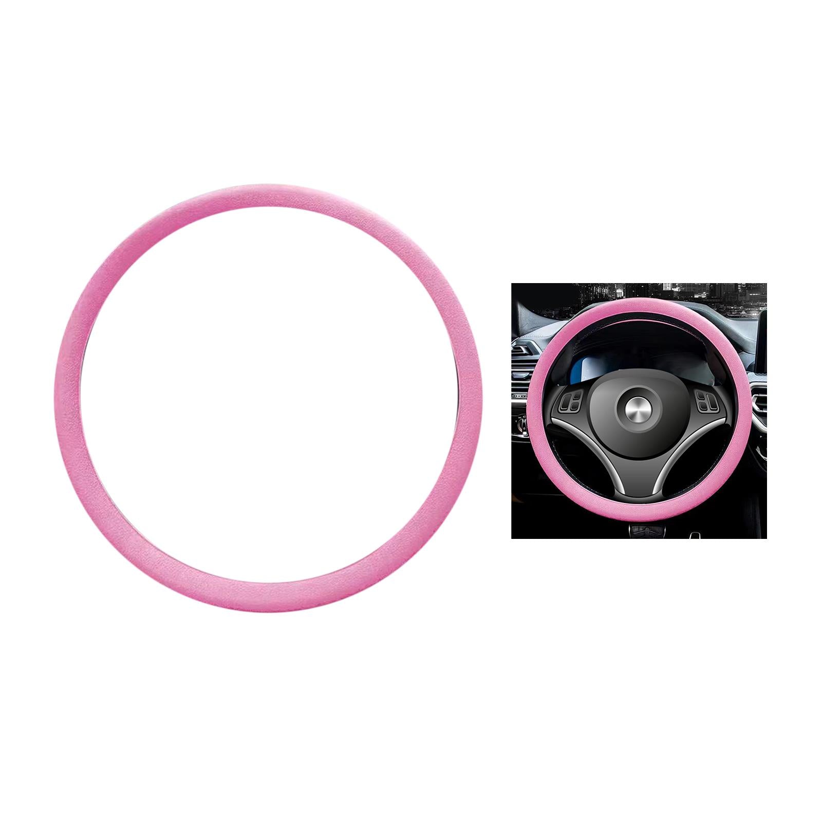 Car Steering Wheel Cover for Steering Wheel Diameter 32cm to 40cm Protection Pink