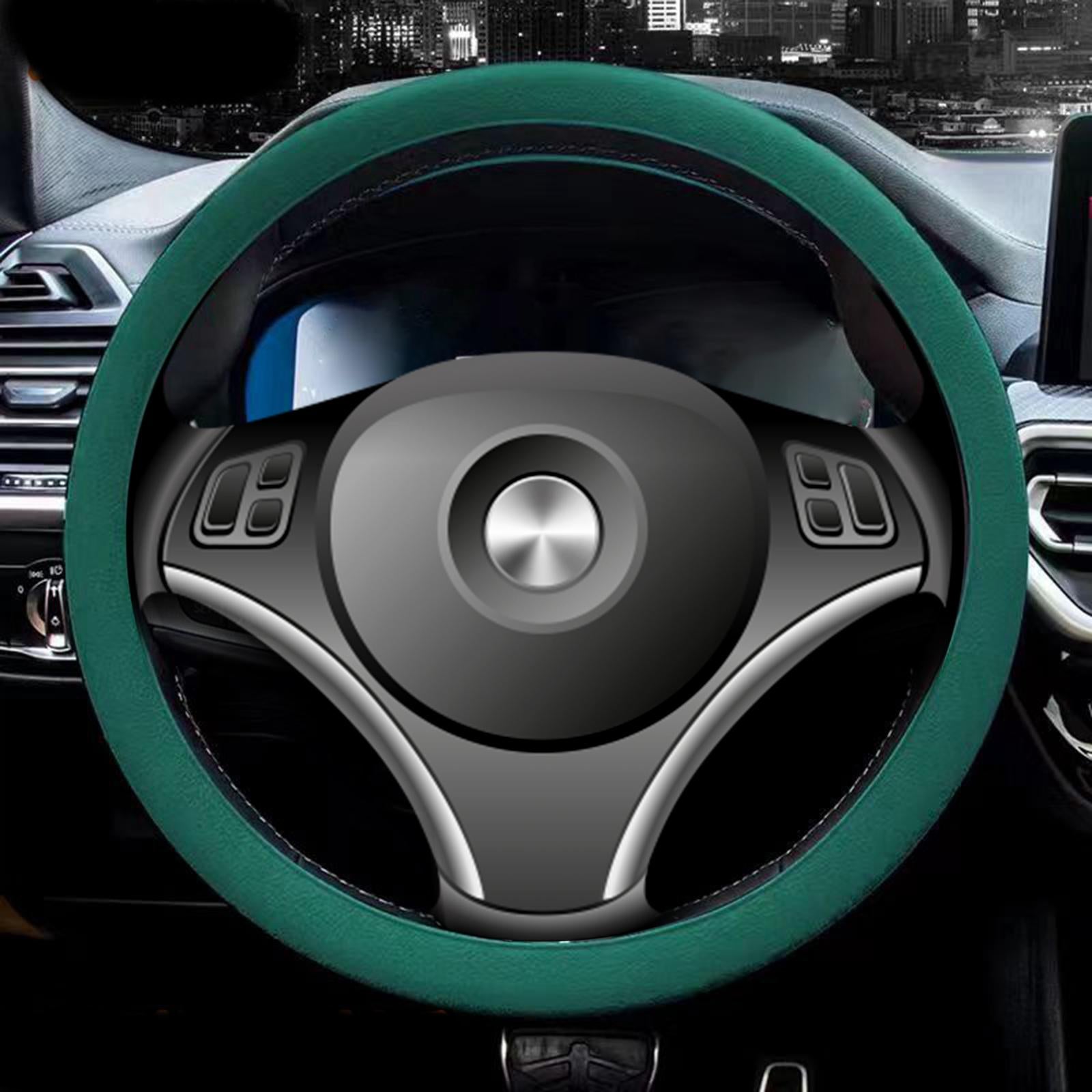 Car Steering Wheel Cover for Steering Wheel Diameter 32cm to 40cm Protection Deep Green