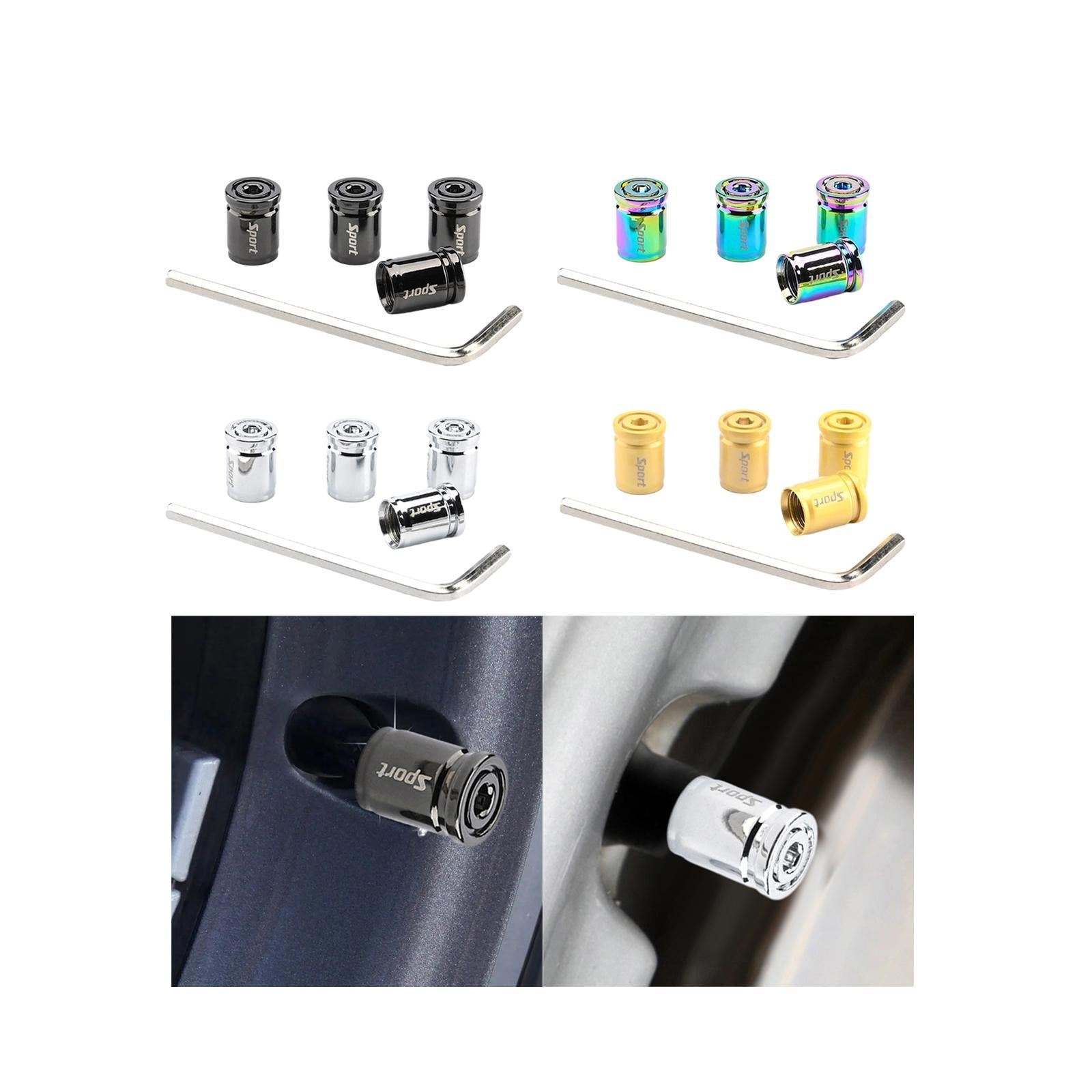 4 Pieces Car Tire Valve Stem Caps Tire Air Caps for Automobile Bike SUV Black