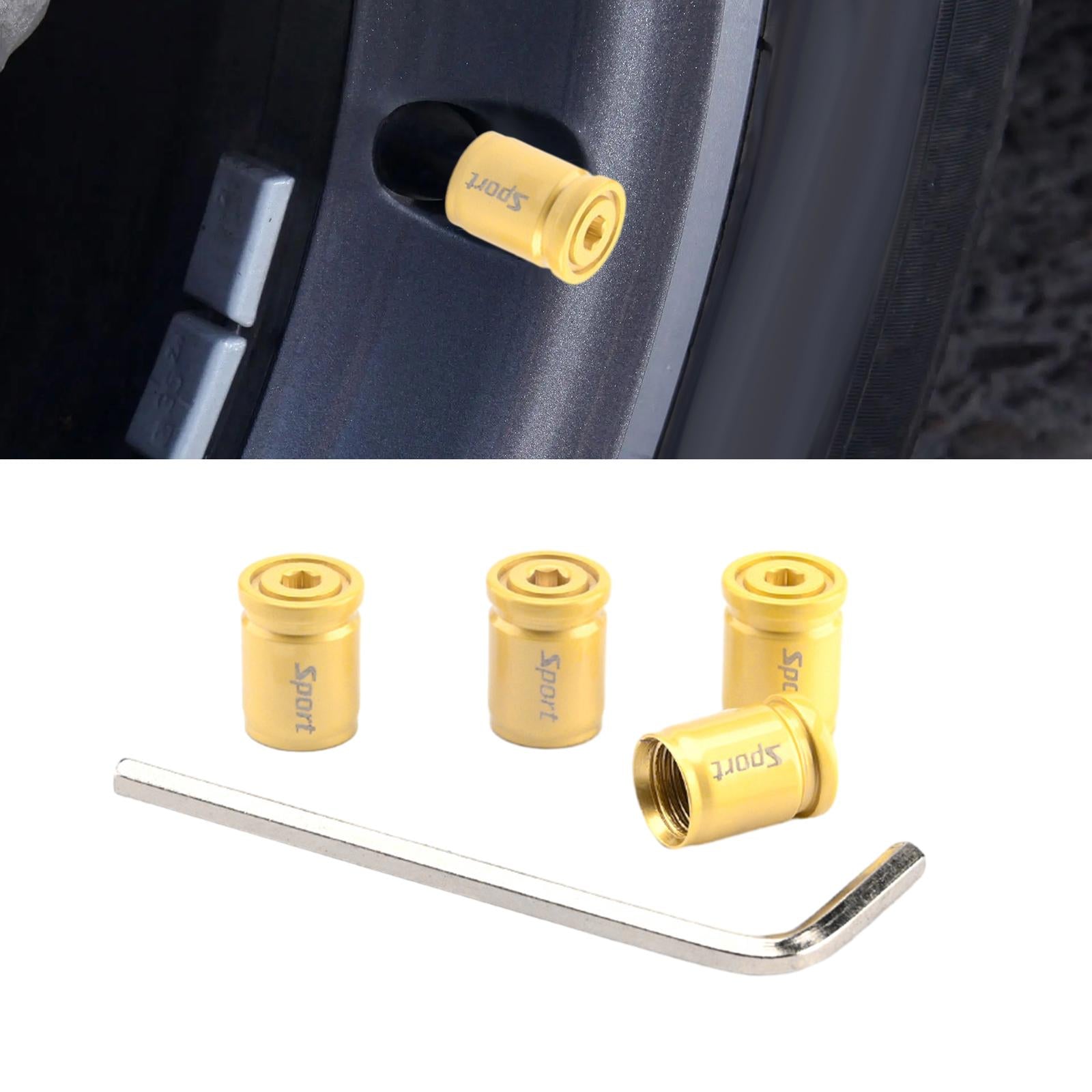 4 Pieces Car Tire Valve Stem Caps Tire Air Caps for Automobile Bike SUV Gold