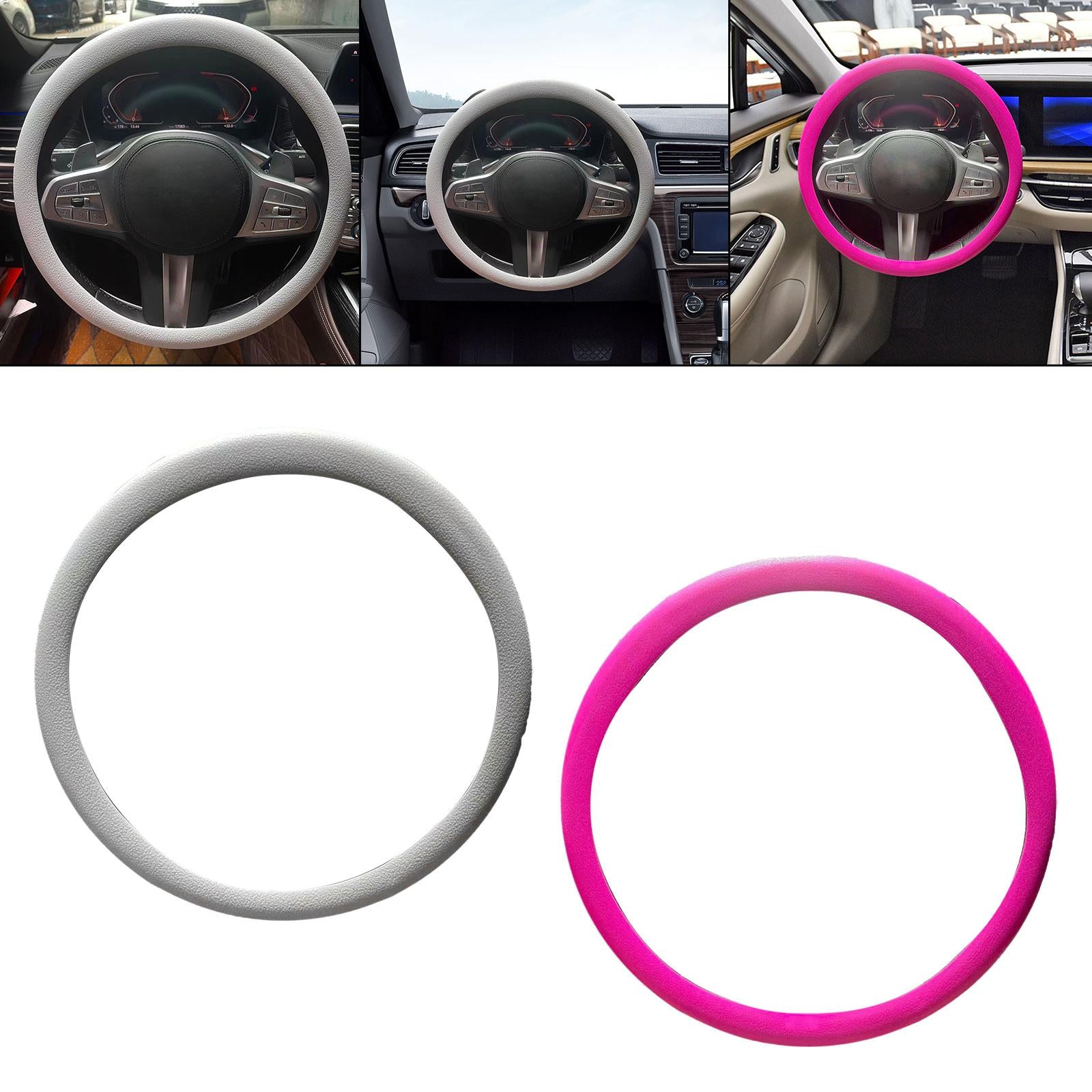 Car Steering Wheel Cover Decor Anti Slip Universal Protective Cover White