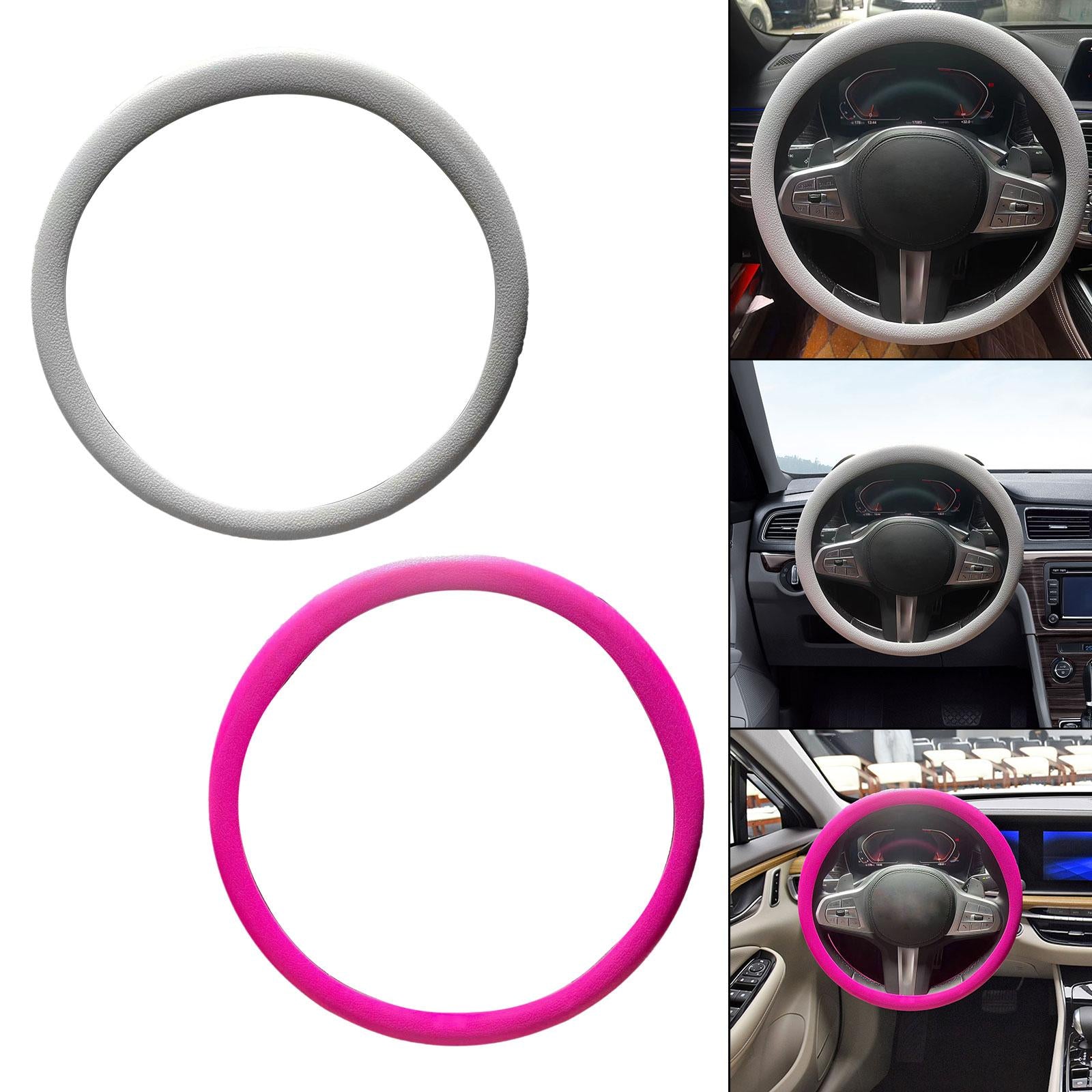 Car Steering Wheel Cover Decor Anti Slip Universal Protective Cover White
