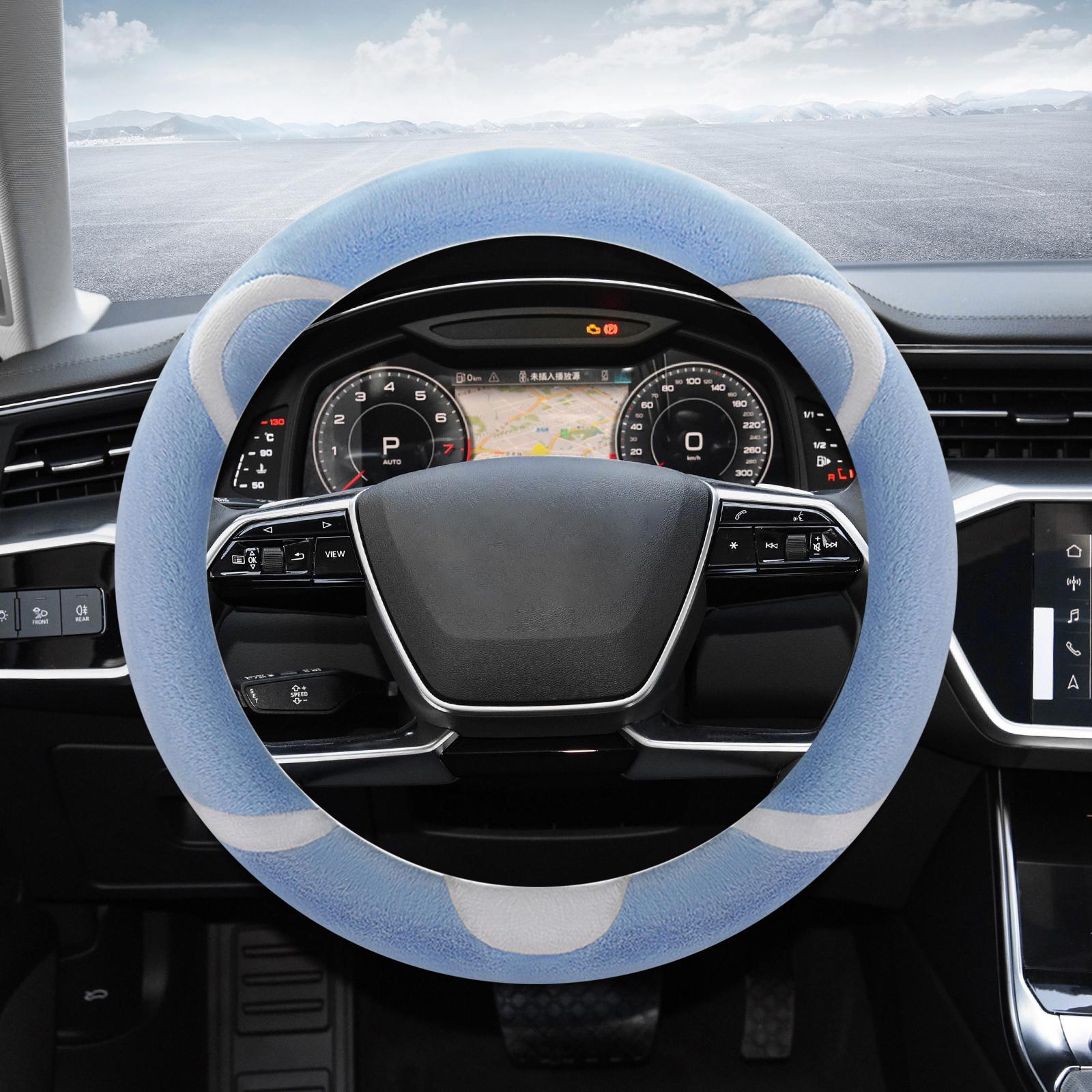 Car Steering Wheel Cover Anti Slip Wear Resistant Plush Steering Wheel Cover Blue
