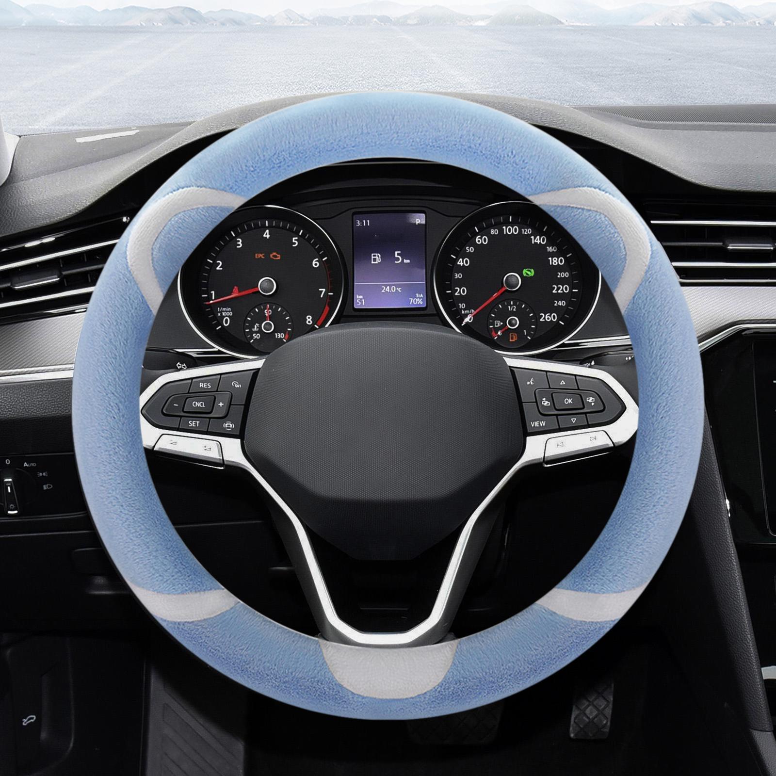Car Steering Wheel Cover Anti Slip Wear Resistant Plush Steering Wheel Cover Blue
