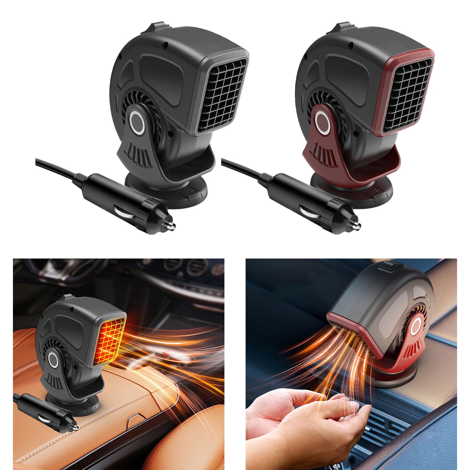 12V Car Heater Heating and Cooling 2 in 1 Compact Rotatable Defrost Defogger Black