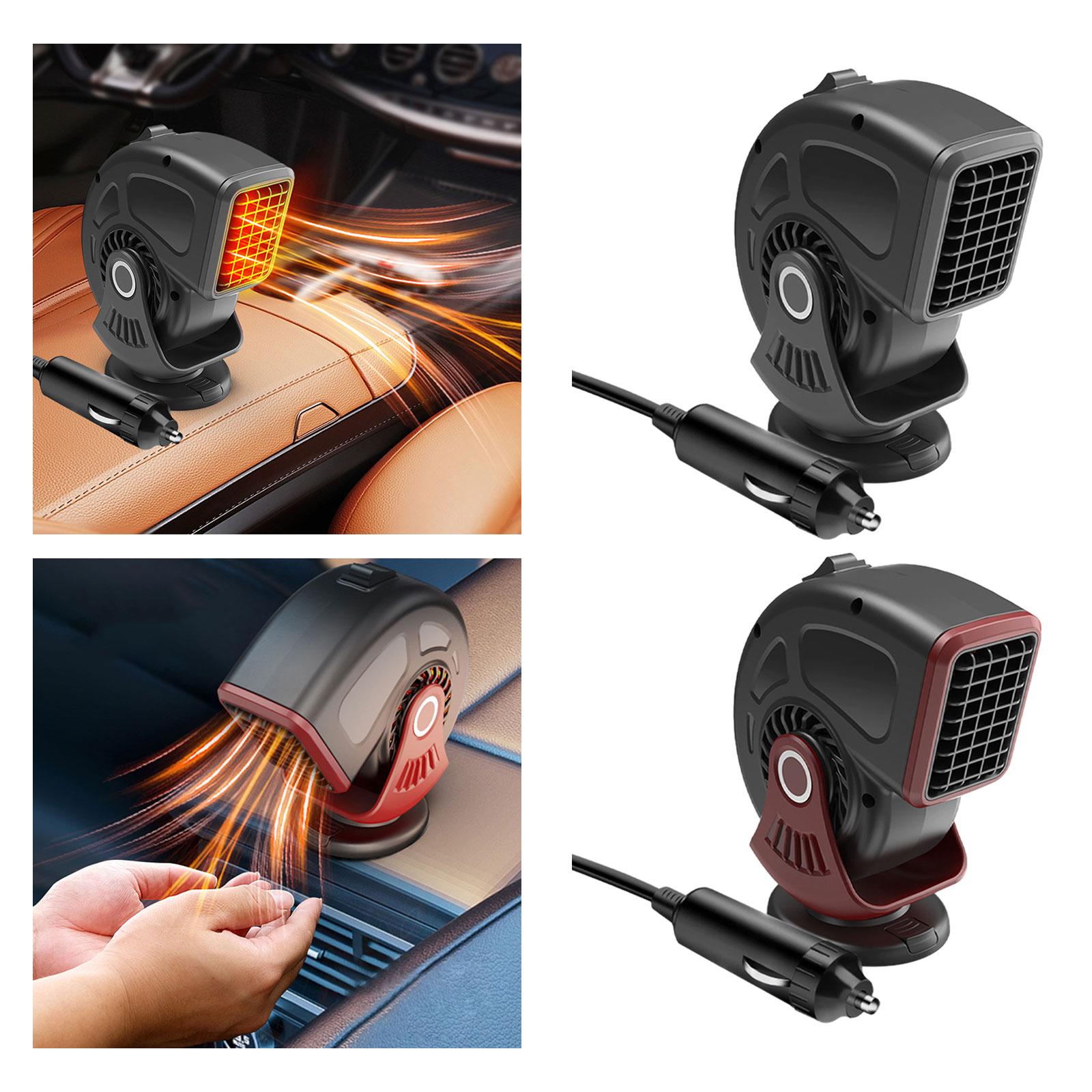 12V Car Heater Heating and Cooling 2 in 1 Compact Rotatable Defrost Defogger Black