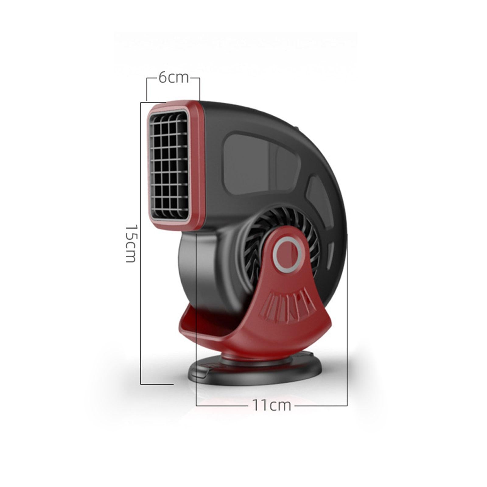 12V Car Heater Heating and Cooling 2 in 1 Compact Rotatable Defrost Defogger Black Red