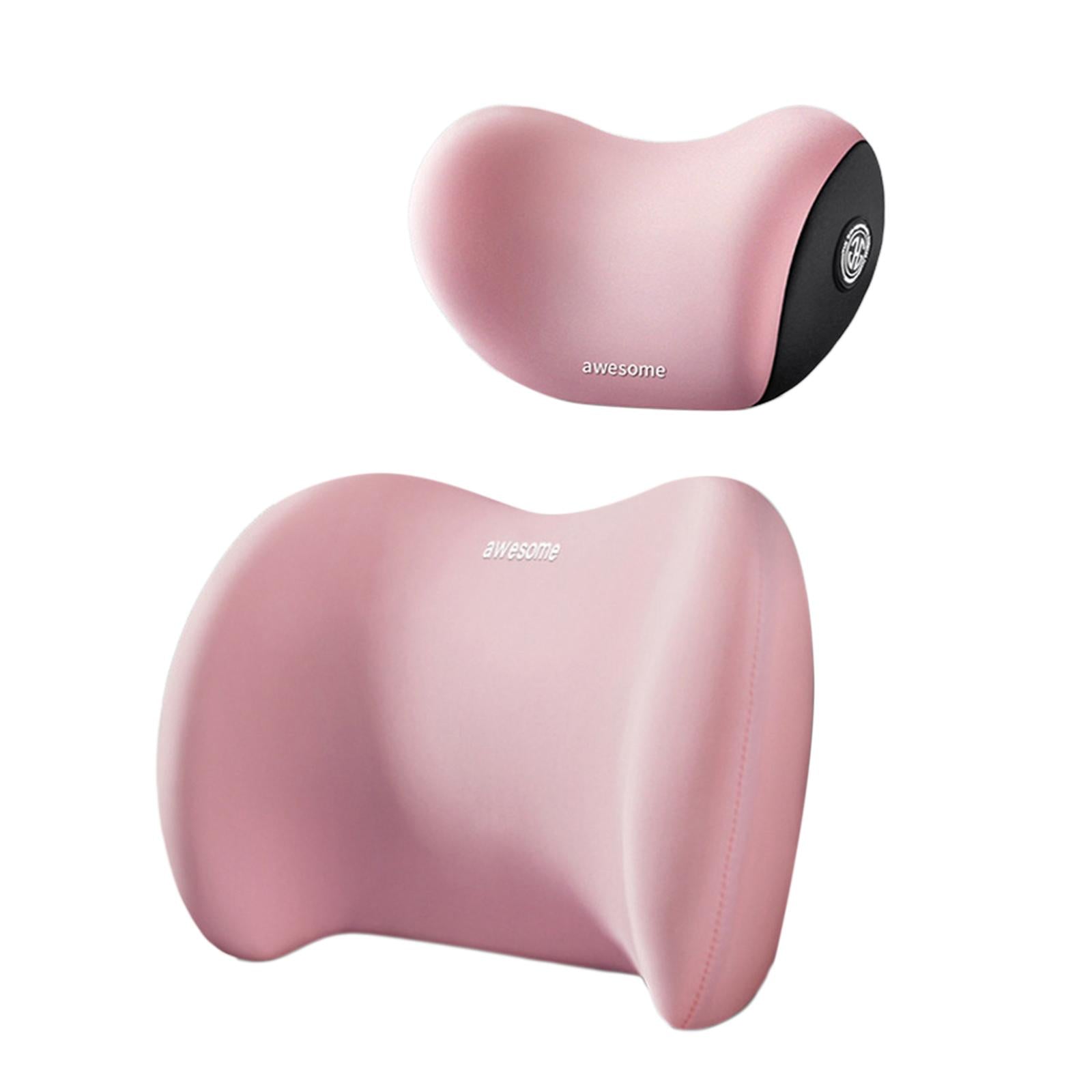 Car Neck Support Pillow and Waist Back Pillow Set for Neck Back Sturdy Pink