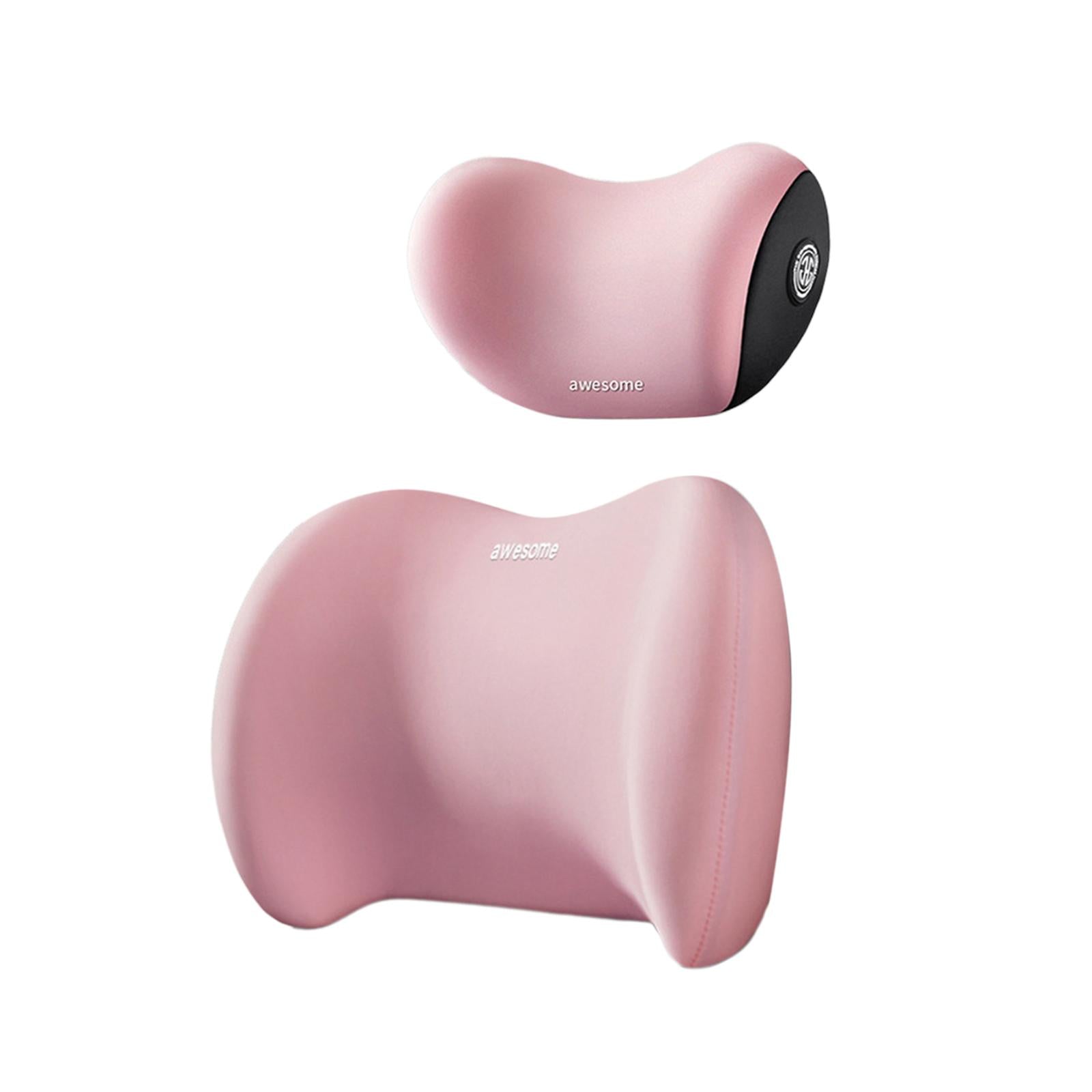 Car Neck Support Pillow and Waist Back Pillow Set for Neck Back Sturdy Pink