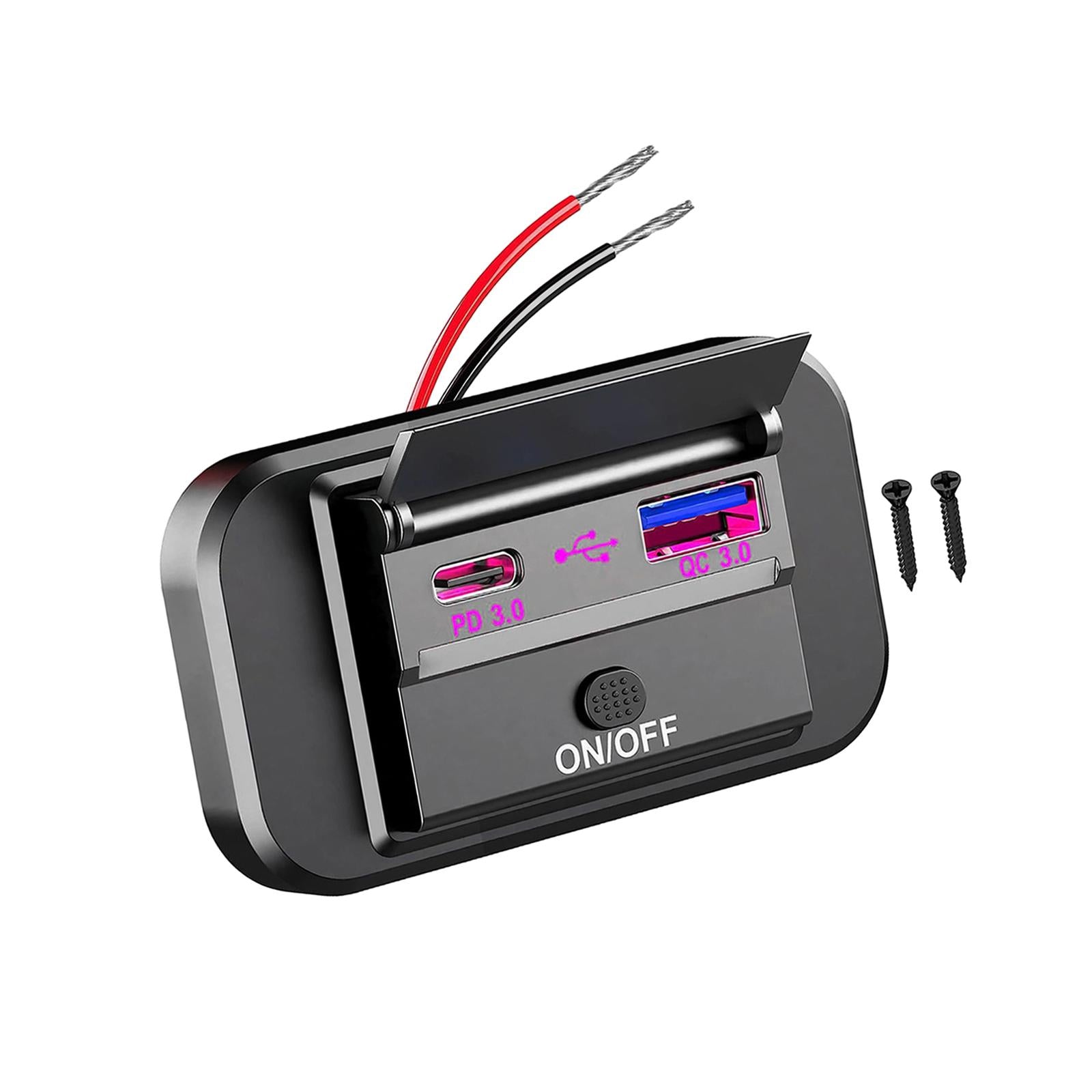 Dual USB Phone Charger Adapter Universal QC3.0 PD3.0 for RV Boat Trucks Red