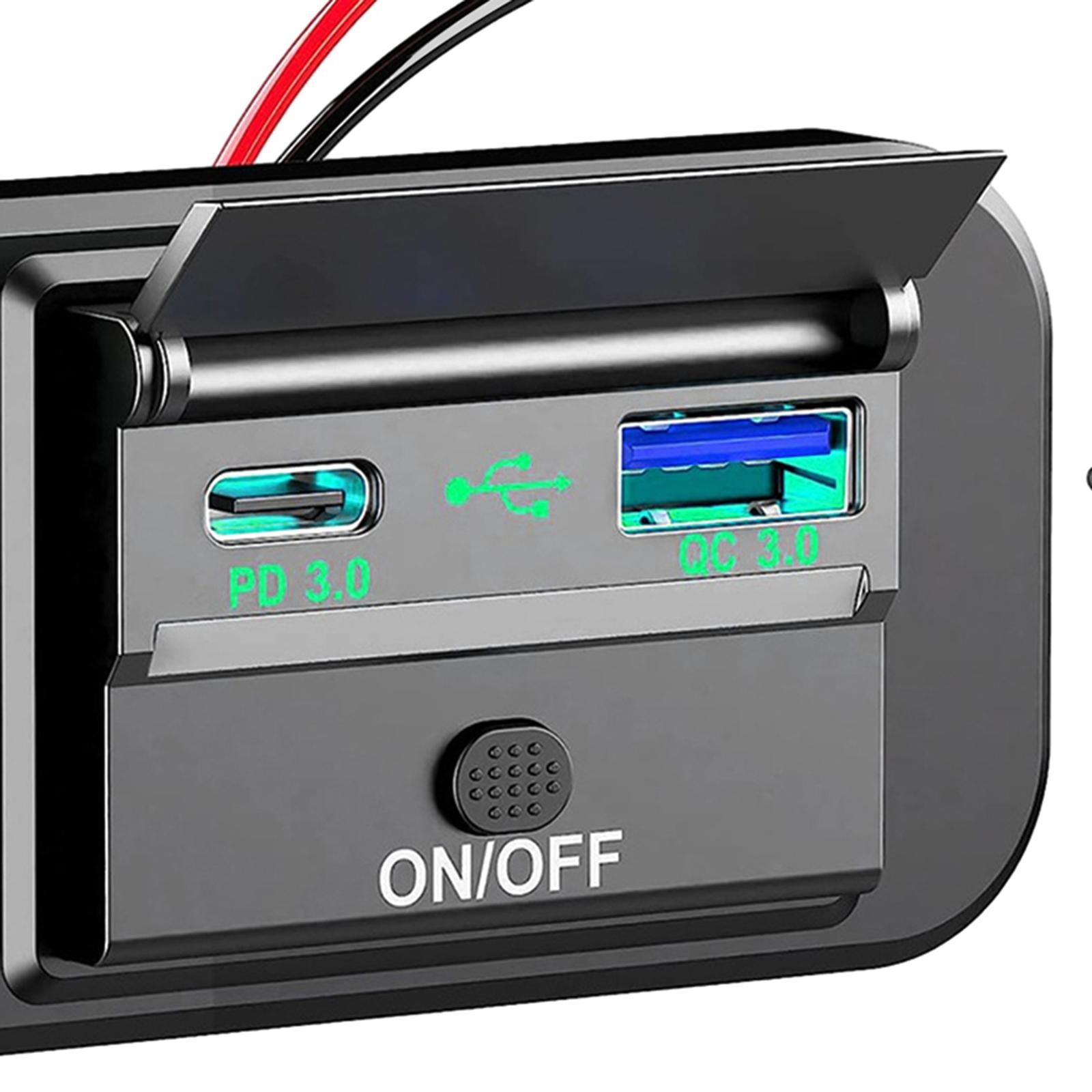 Dual USB Phone Charger Adapter Universal QC3.0 PD3.0 for RV Boat Trucks Green