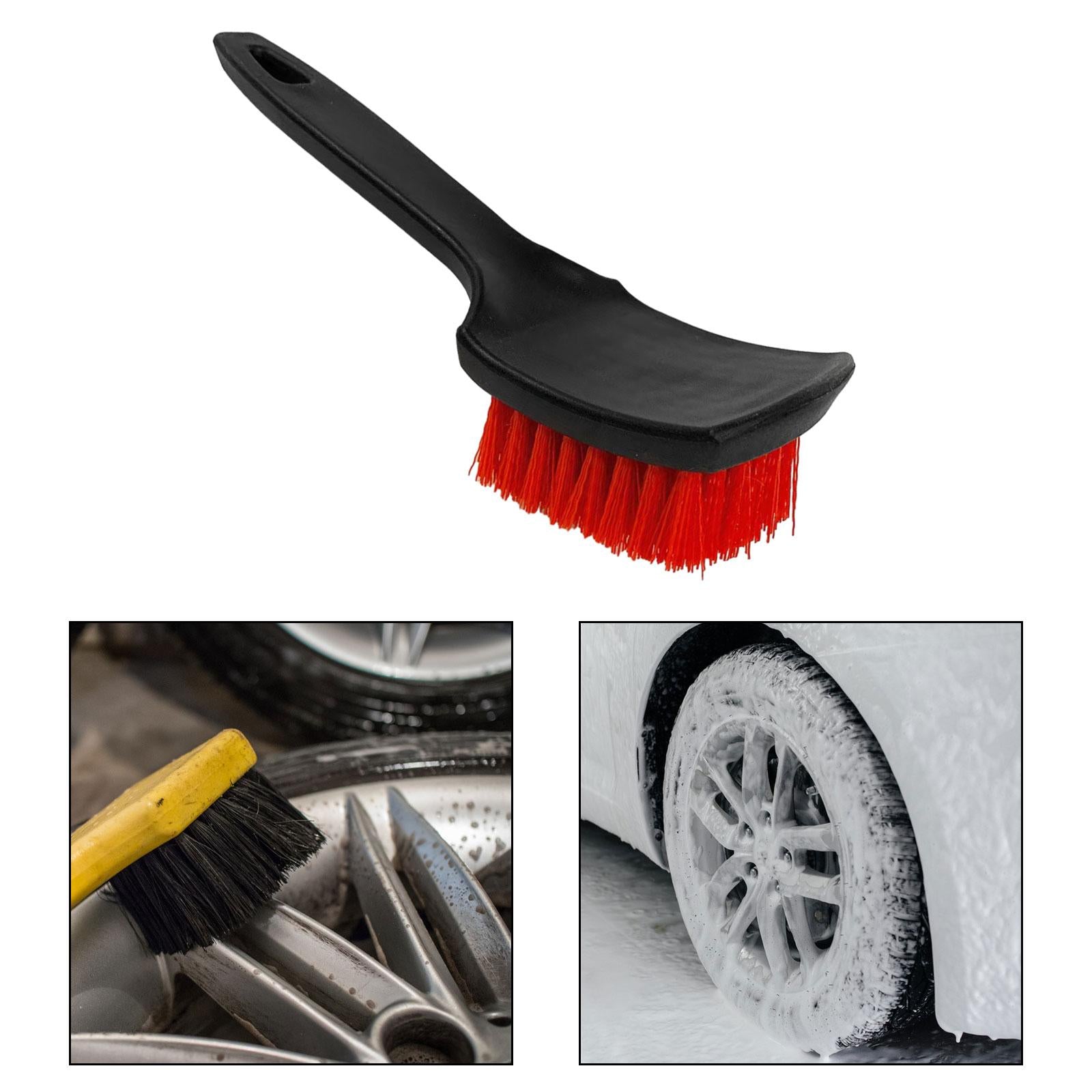 Car Tire Brush Wheel Cleaning Brush for Cleaning Carpets Auto Detailing Red