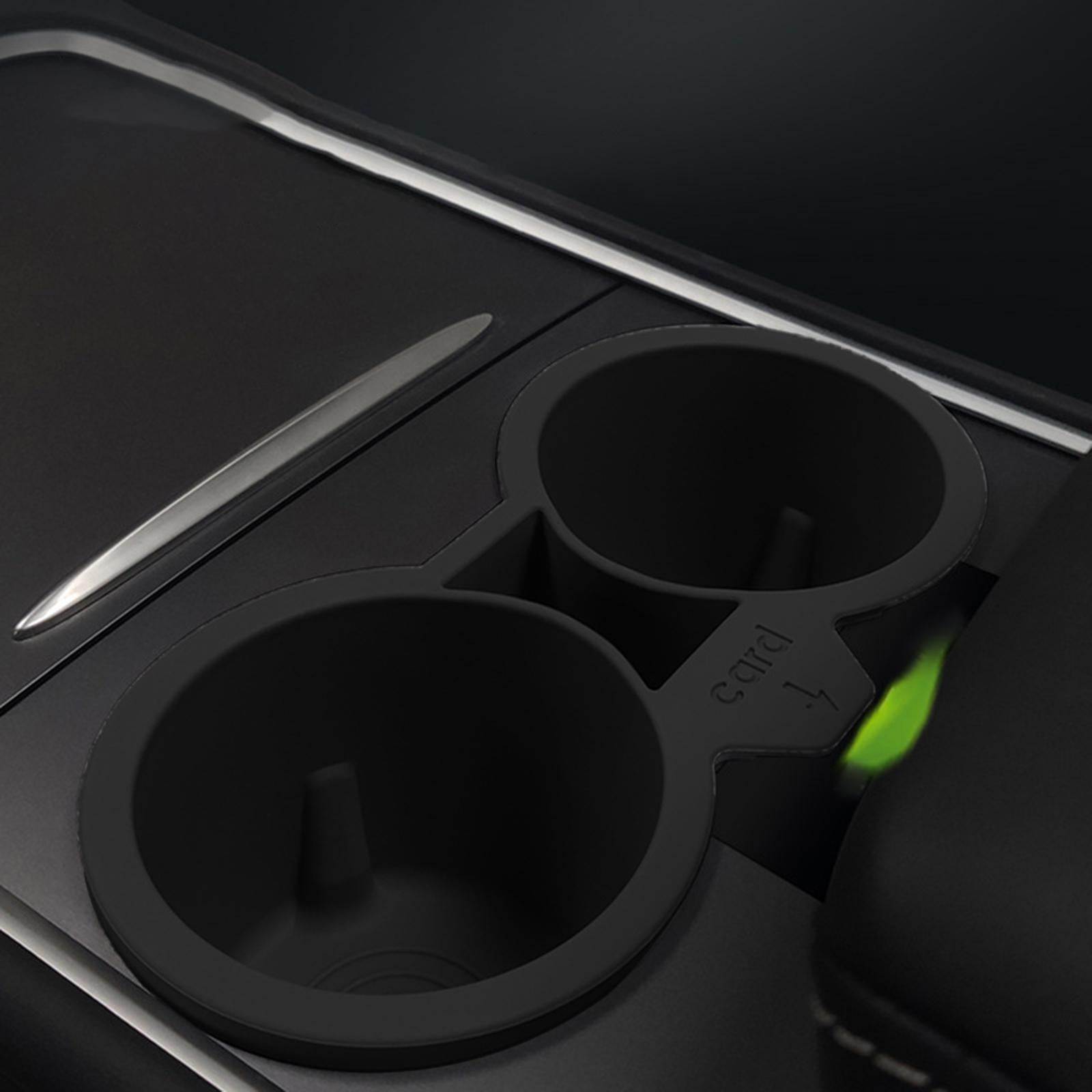 Silicone Center Console Cup Holder Insert for Tesla Model 3 Y Black