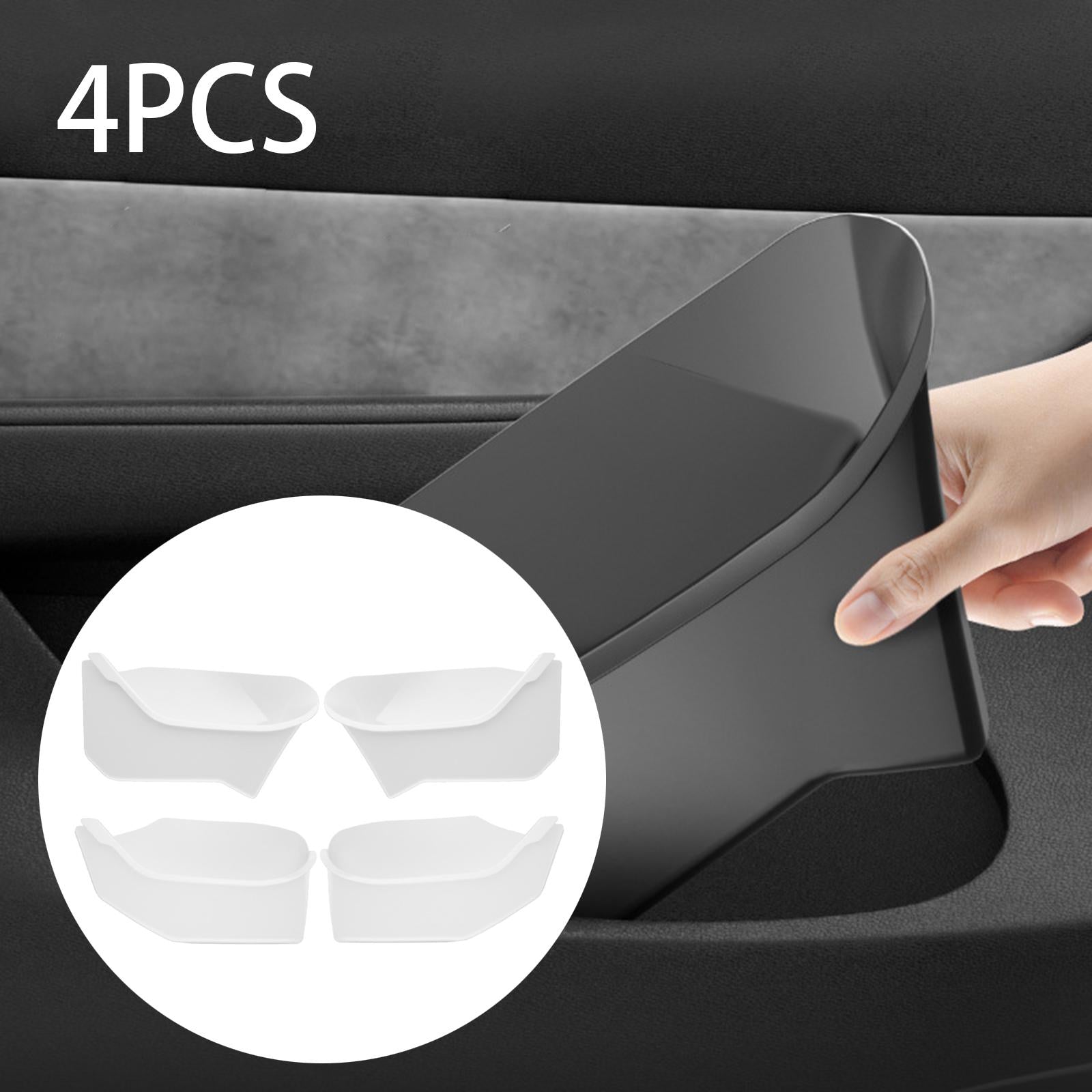 Set of 4 Door Side Tray Organizer Accessory for Tesla Model Y 2020-2023 White