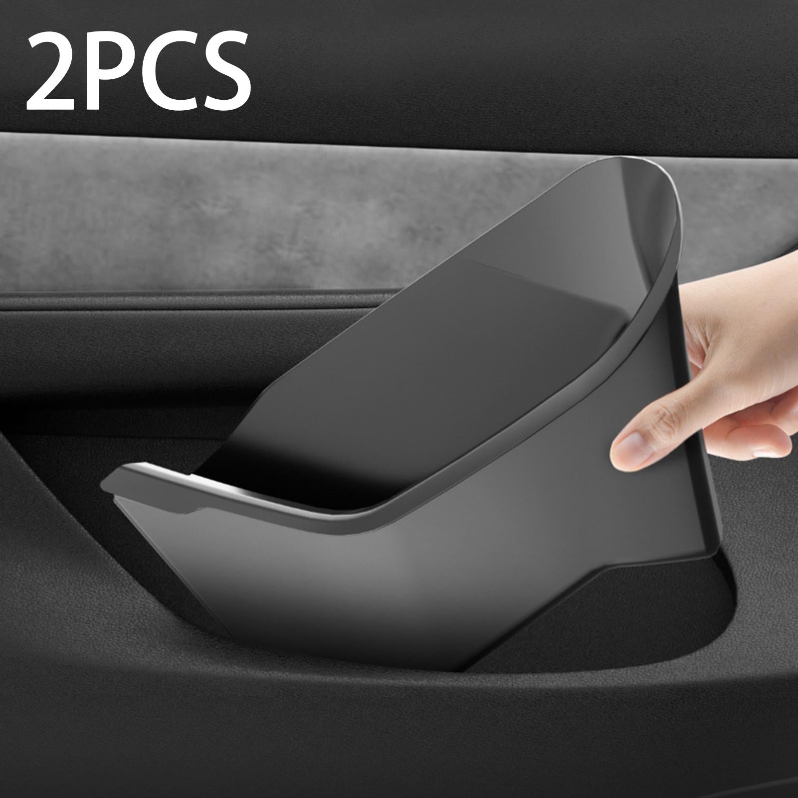 2 Pieces Door Side Storage Tray Box for Tesla Model Y 2020-2023 Durable Black Rear