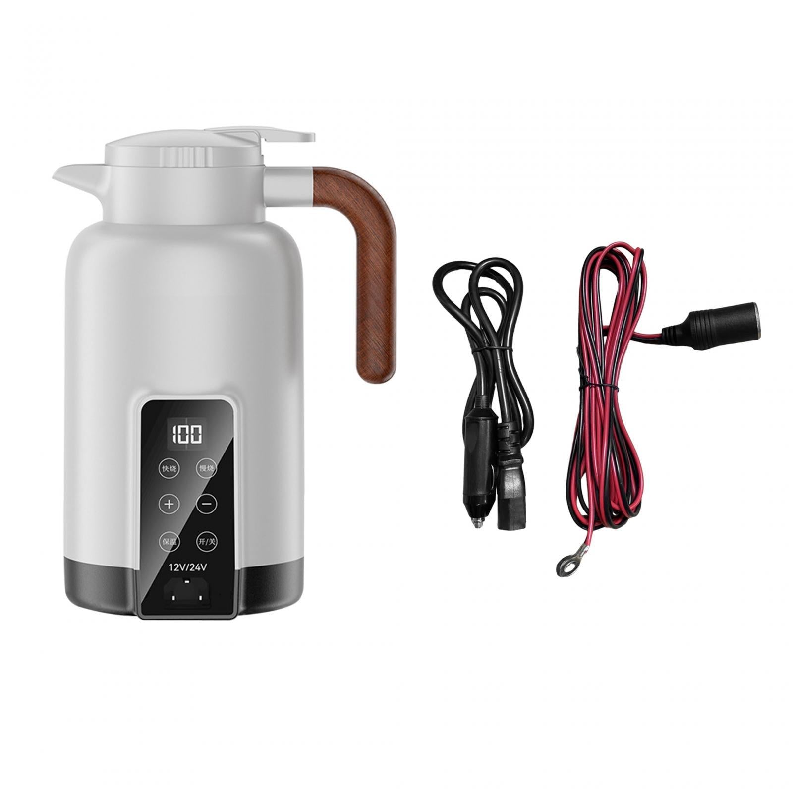 Car Heating Cup Tumbler Auto Heating Kettle for Tea Brewing Coffee Work White