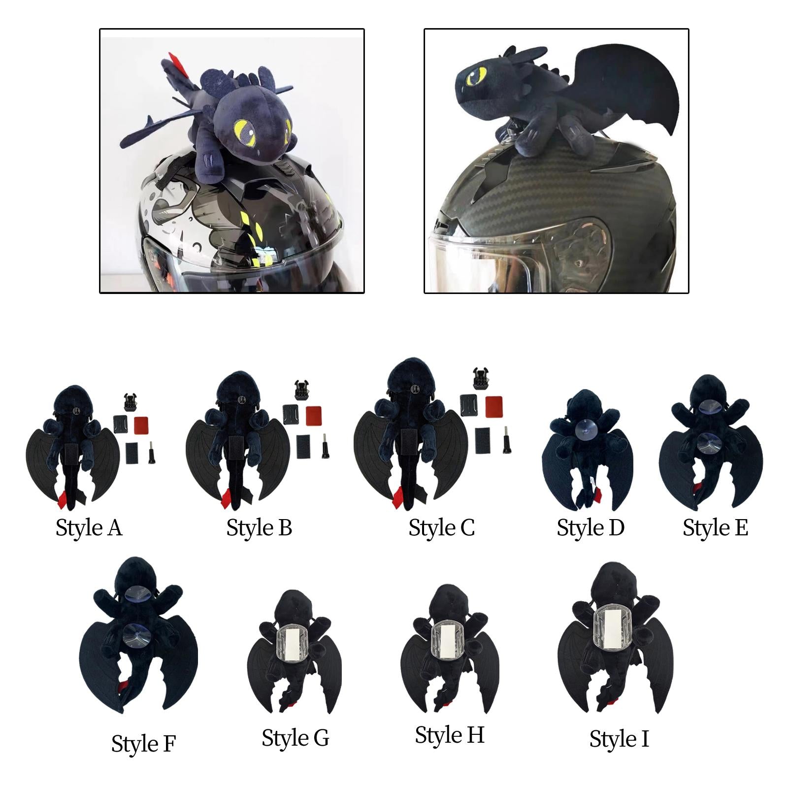3xElectric Car Decoration Funny Helmet Accessory Professional Plush Decoration 20cm Helmet Quick Release