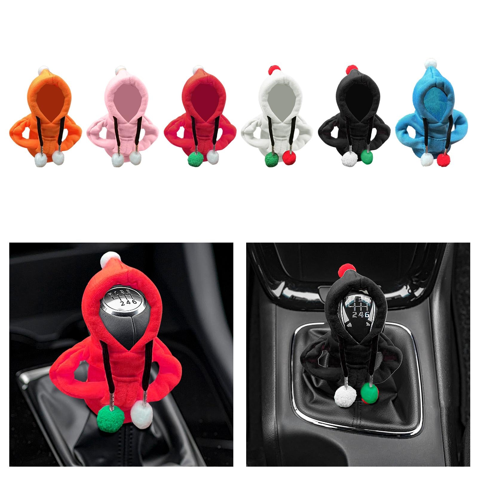 Car Shifter Knob Cover Hoodie Sweatshirt Universal Knob Gear Stick Protector Orange