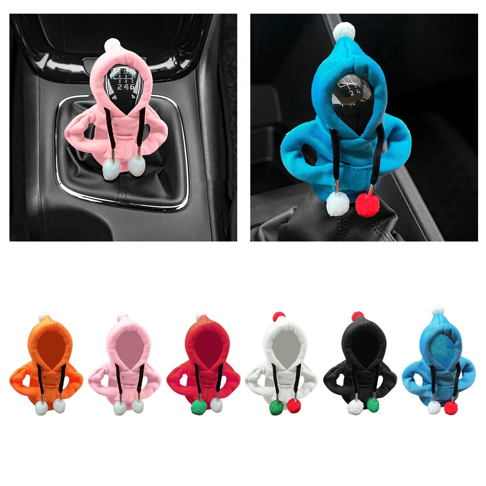 Car Shifter Knob Cover Hoodie Sweatshirt Universal Knob Gear Stick Protector Orange