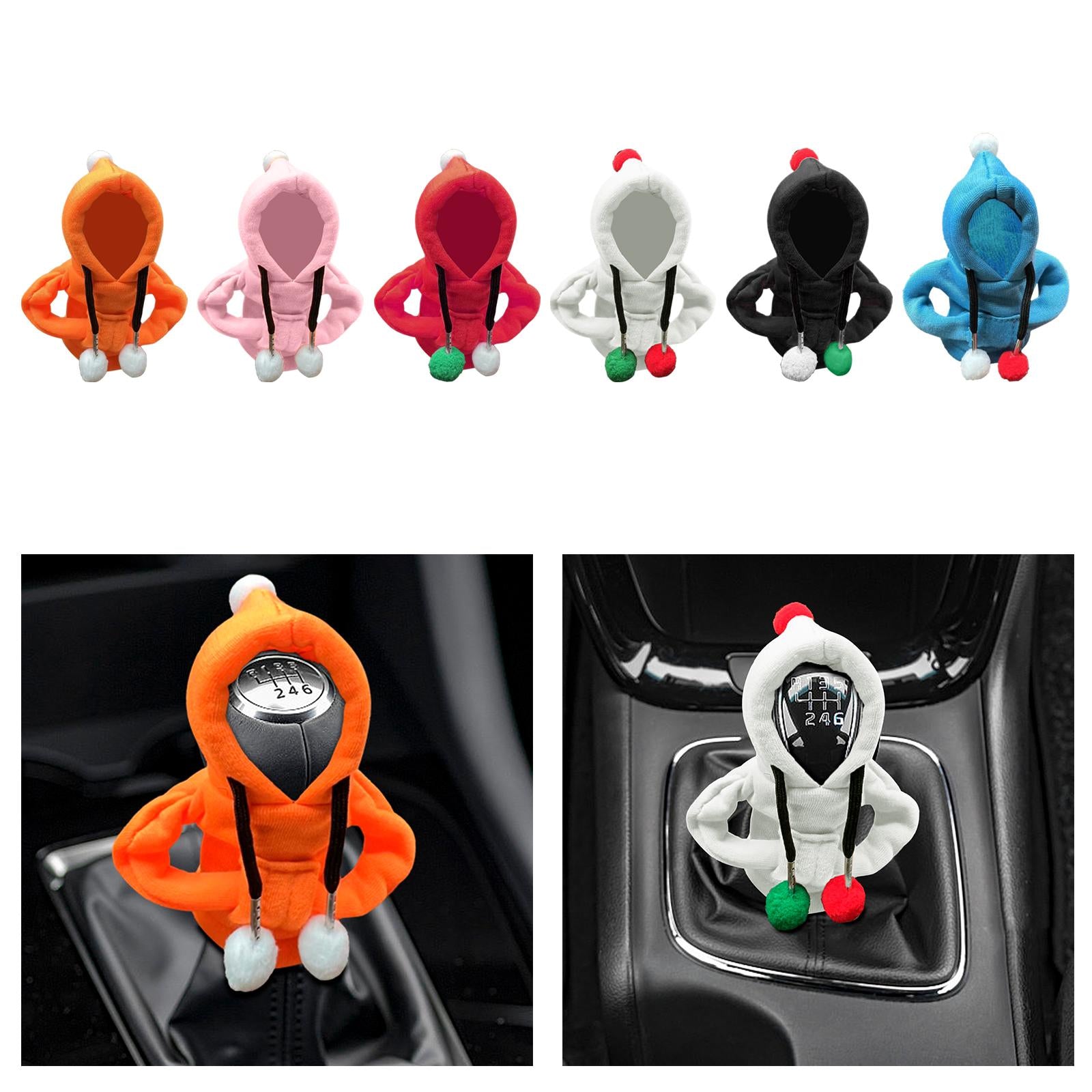 Car Shifter Knob Cover Hoodie Sweatshirt Universal Knob Gear Stick Protector Orange