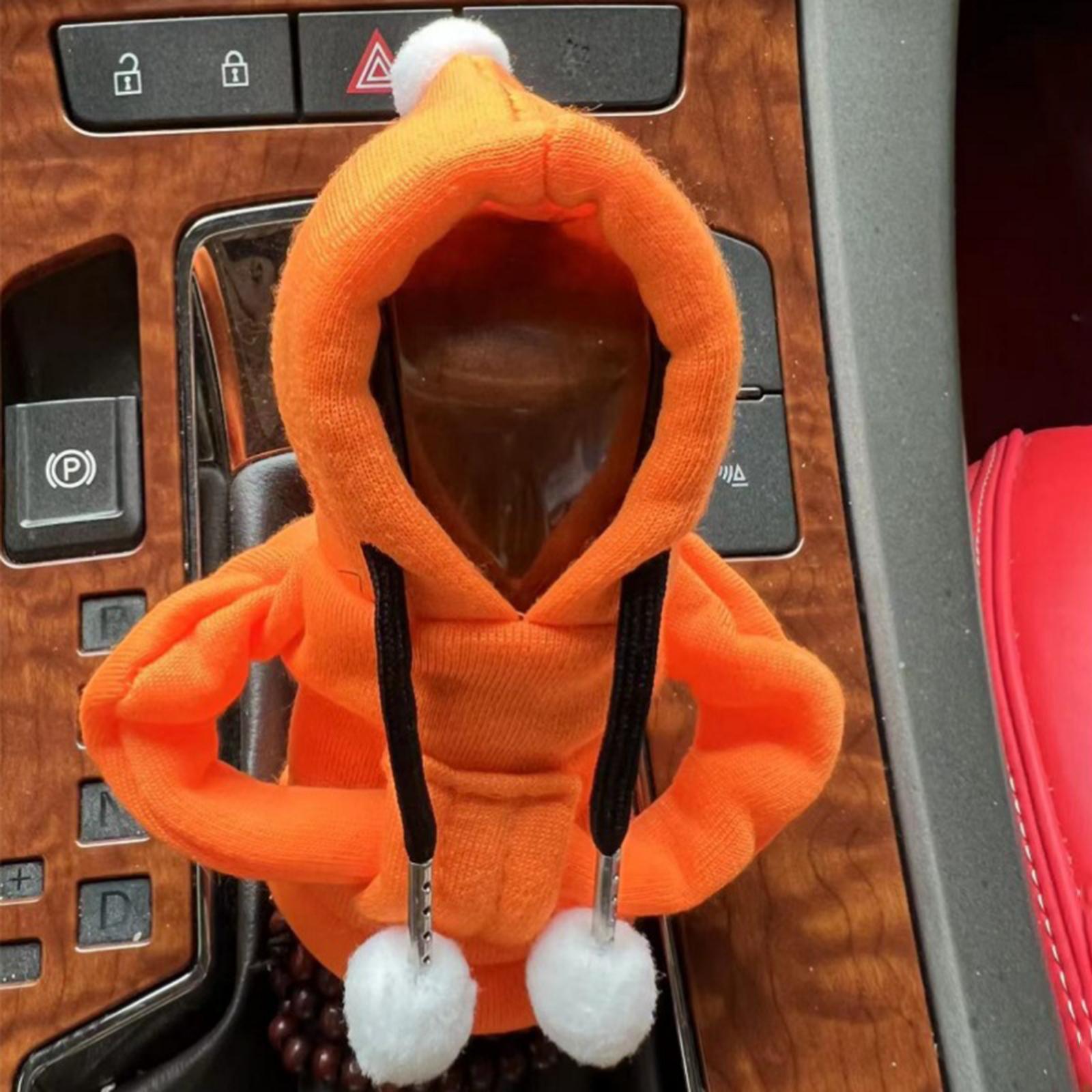 Car Shifter Knob Cover Hoodie Sweatshirt Universal Knob Gear Stick Protector Orange