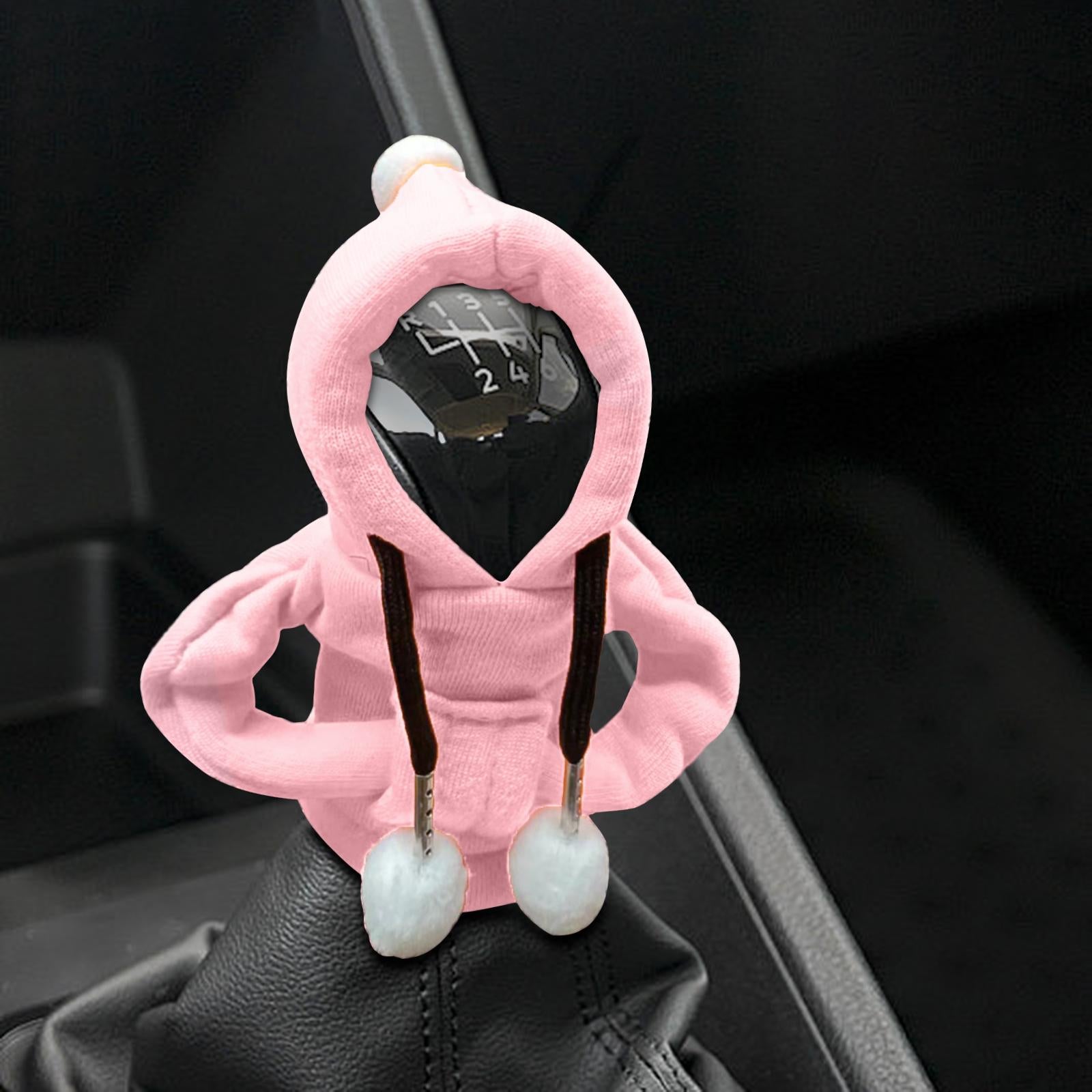 Car Shifter Knob Cover Hoodie Sweatshirt Universal Knob Gear Stick Protector Pink