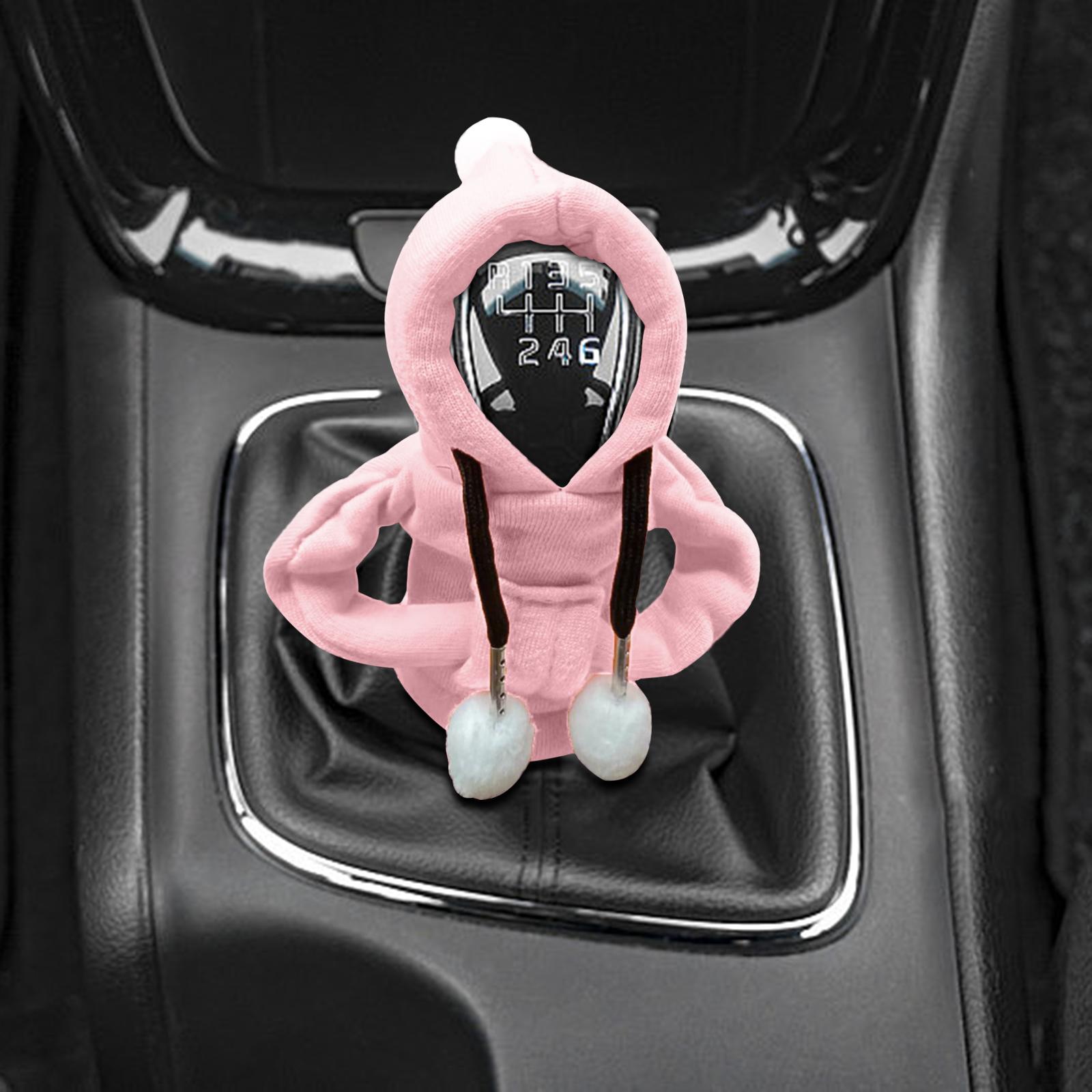 Car Shifter Knob Cover Hoodie Sweatshirt Universal Knob Gear Stick Protector Pink