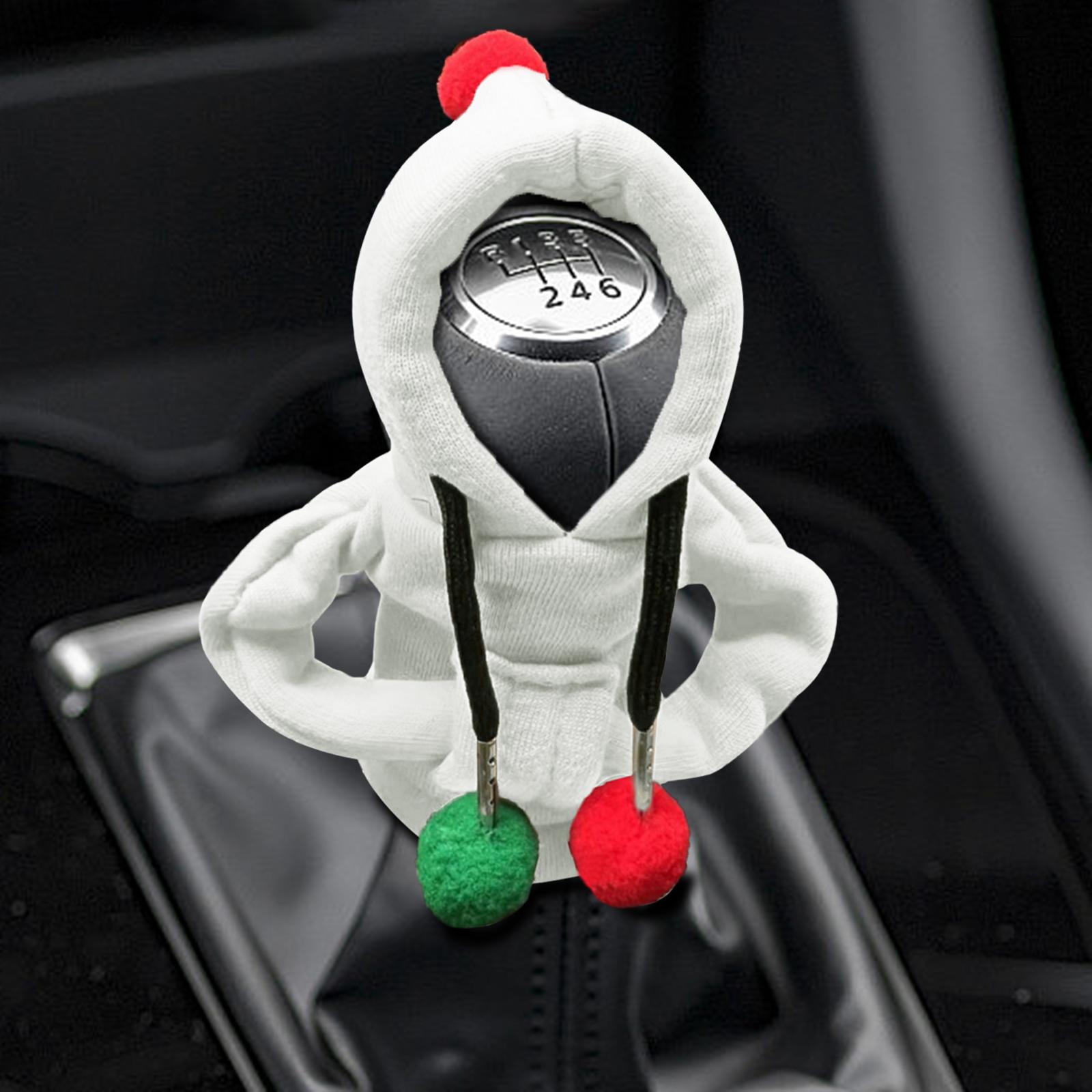 Car Shifter Knob Cover Hoodie Sweatshirt Universal Knob Gear Stick Protector White