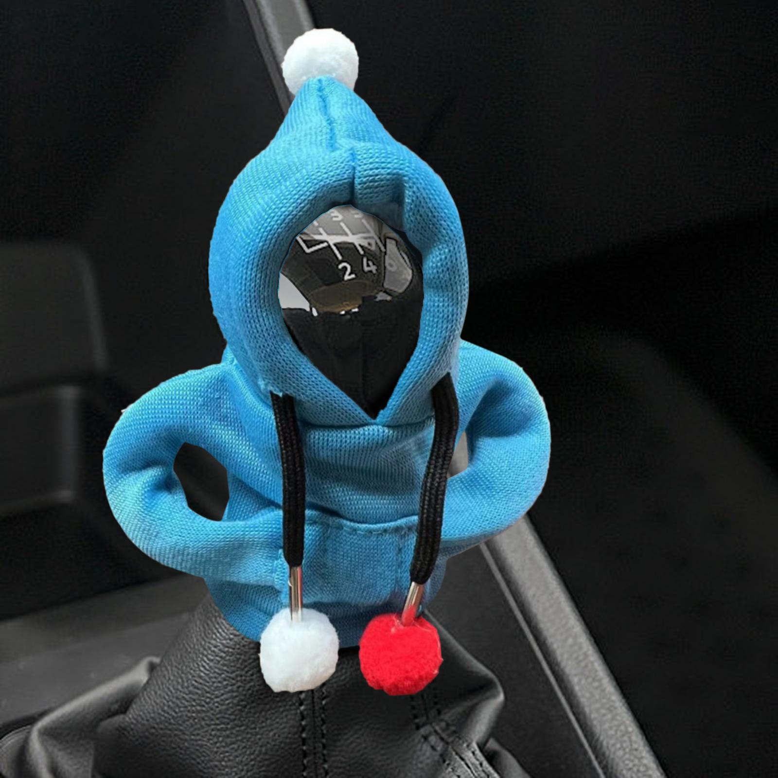 Car Shifter Knob Cover Hoodie Sweatshirt Universal Knob Gear Stick Protector Blue