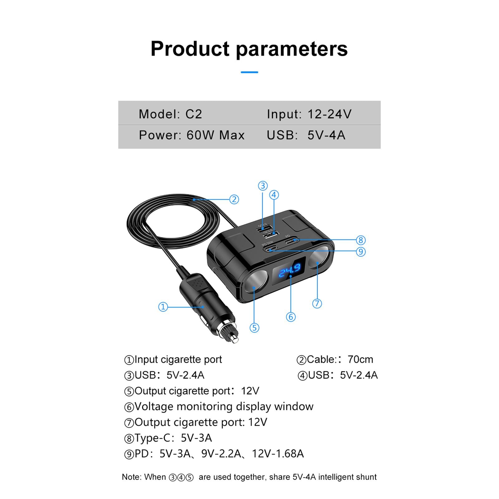 Car Cigarette Lighter Charger Professional for Auto Motorcycle Fittings