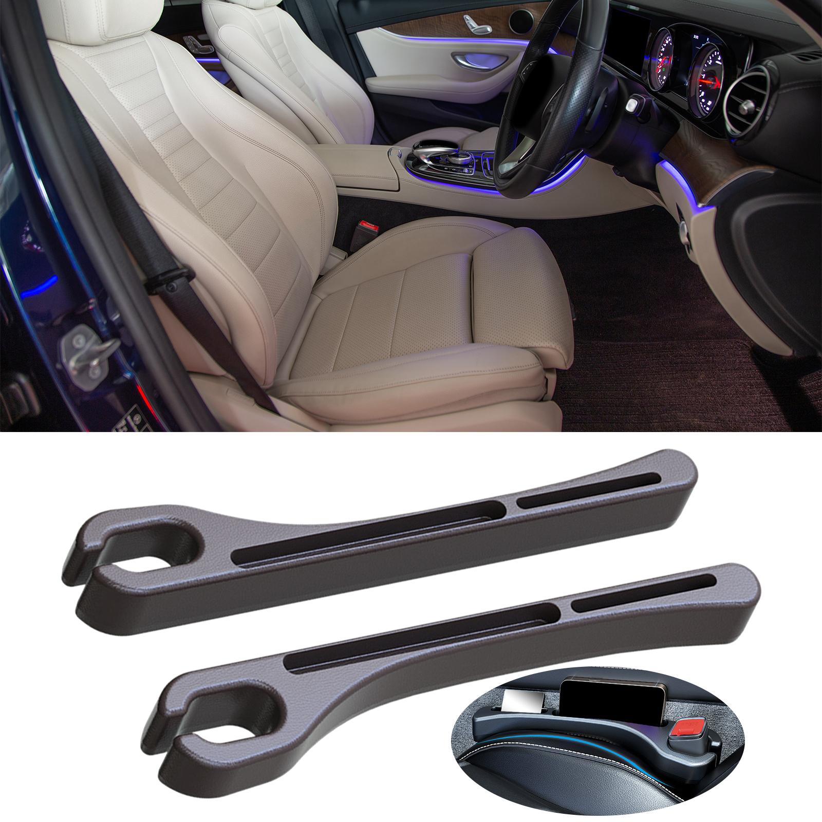 2 Pieces Auto Seat Gap Filler Organizers Auto Console Side Storage Boxes Brown