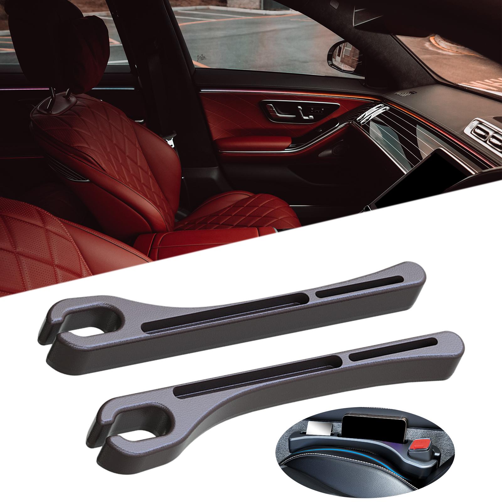 2 Pieces Auto Seat Gap Filler Organizers Auto Console Side Storage Boxes Brown