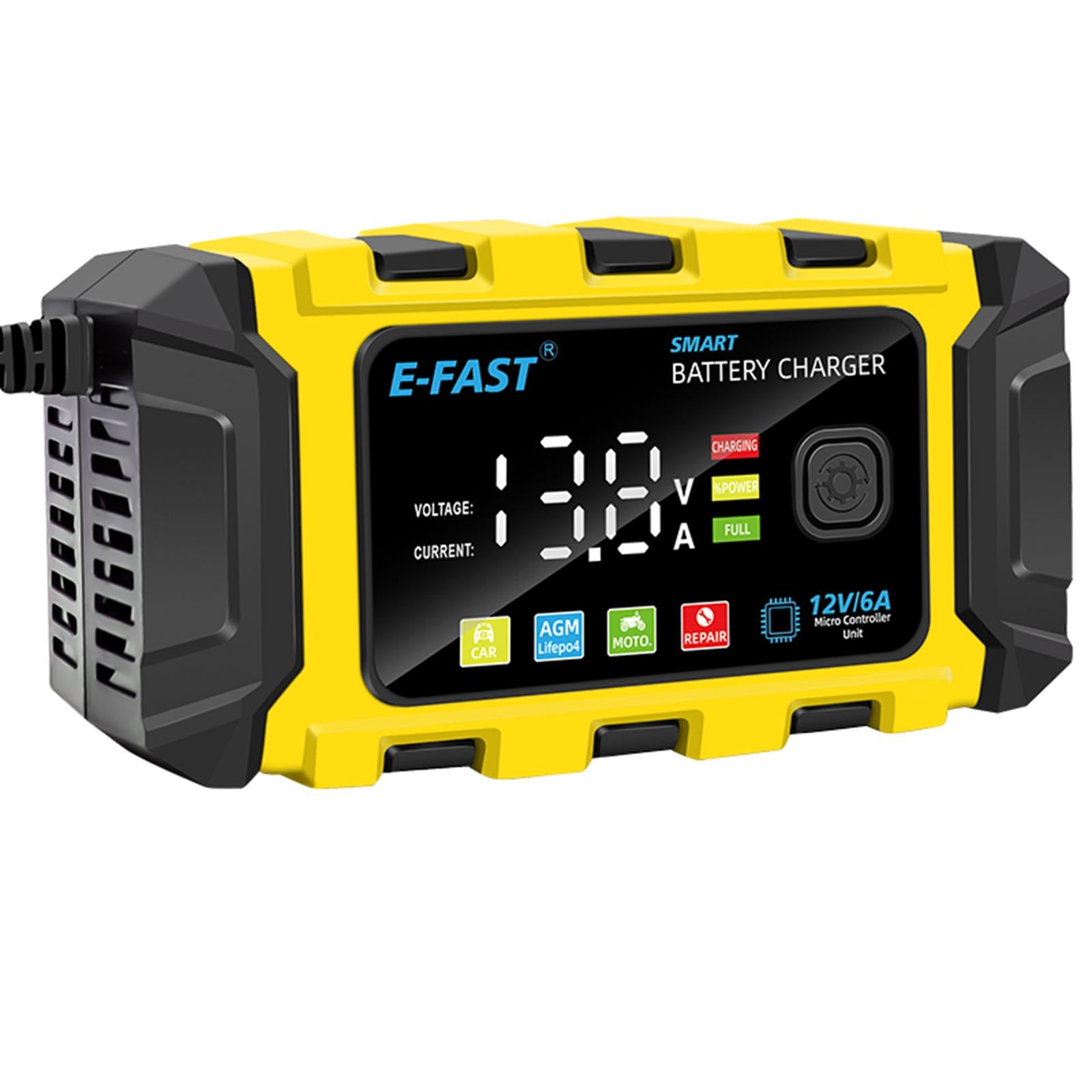 Car Battery Charger Lead Acid Batteries Automatic Motorcycle Battery Charger Yellow