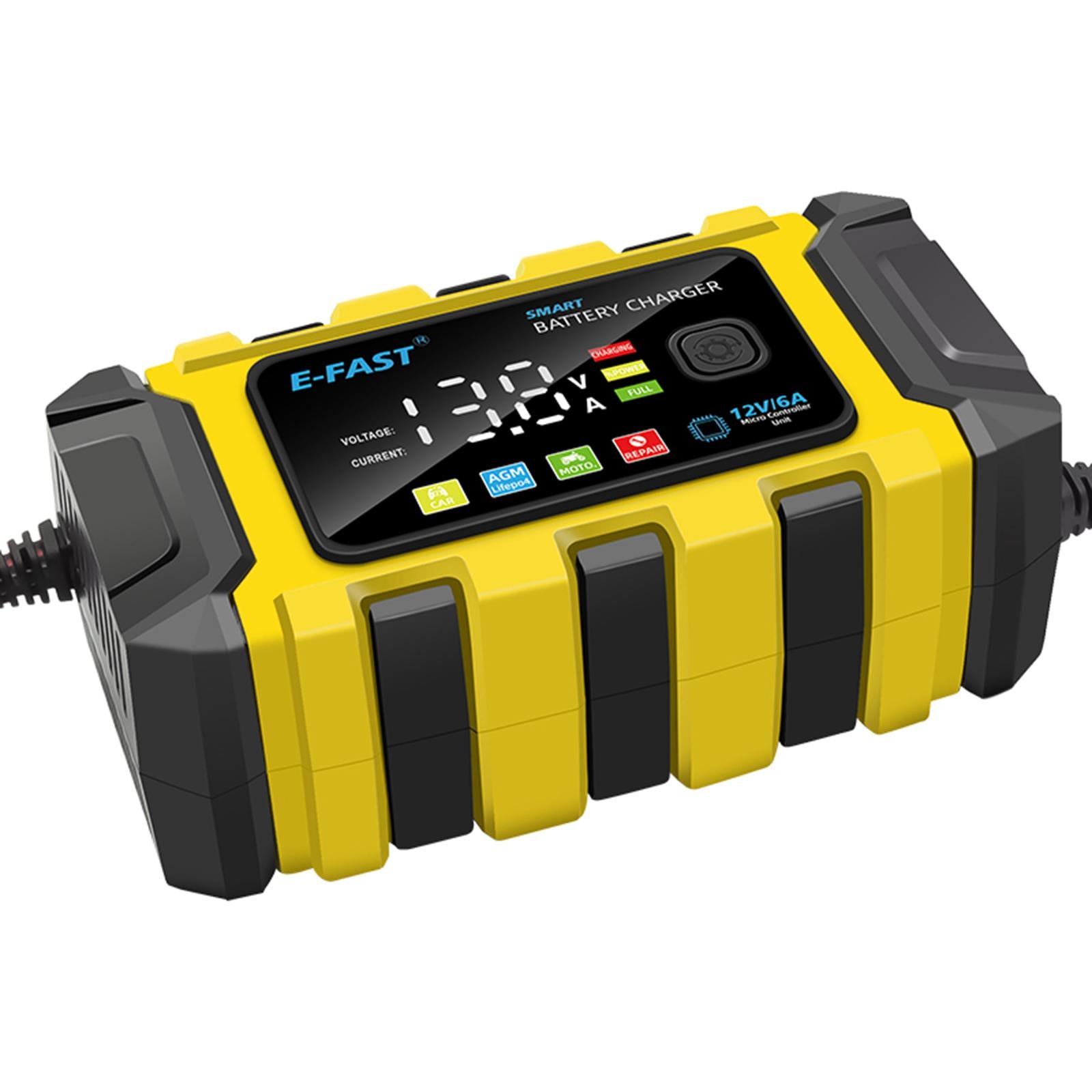 Car Battery Charger Lead Acid Batteries Automatic Motorcycle Battery Charger Yellow
