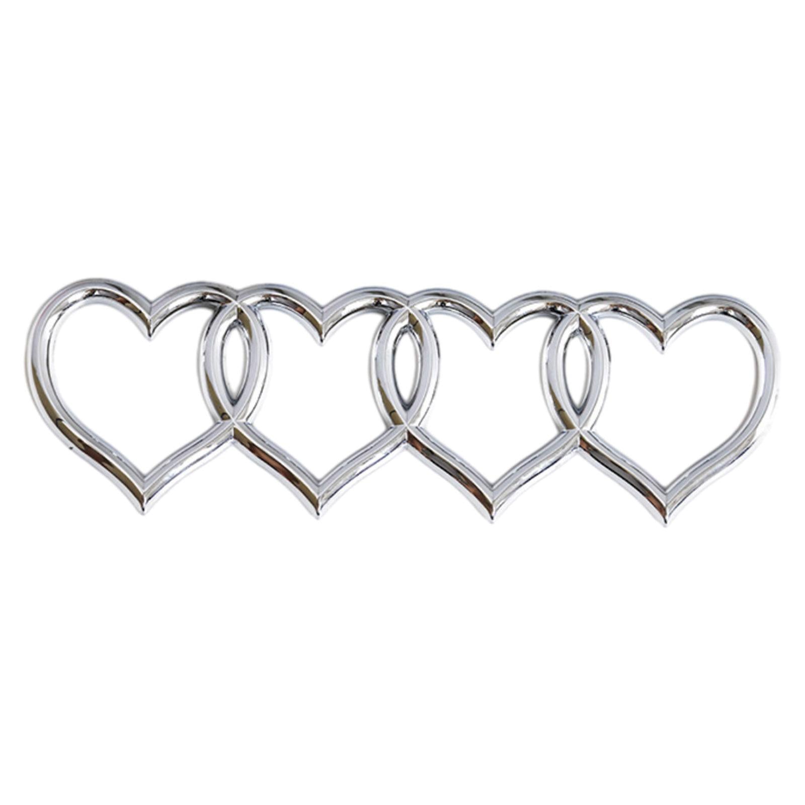 Heart Rear Trunk Stickers Replacement Decal Sticker Car Exterior Sticker Badge Silver