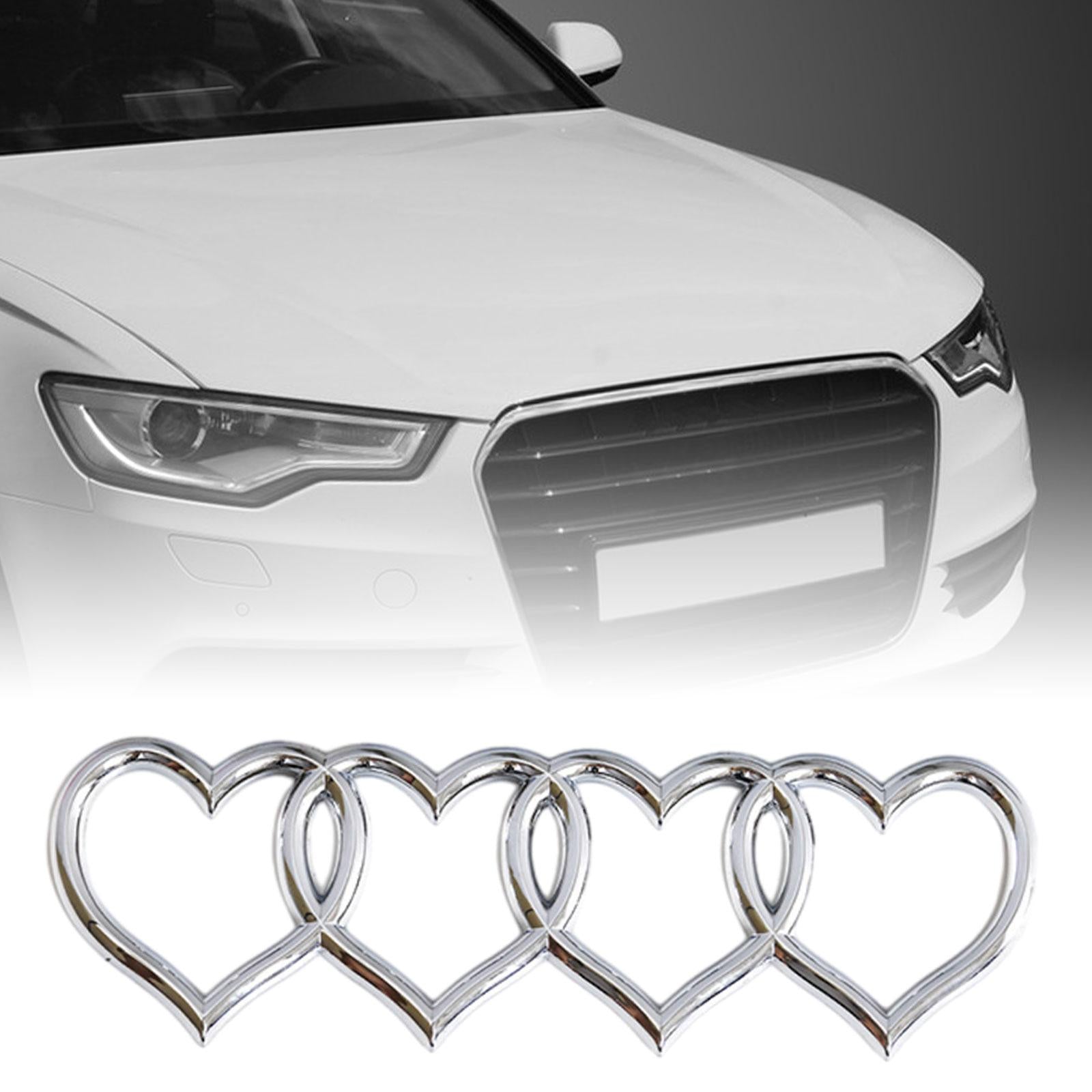 Heart Rear Trunk Stickers Replacement Decal Sticker Car Exterior Sticker Badge Silver