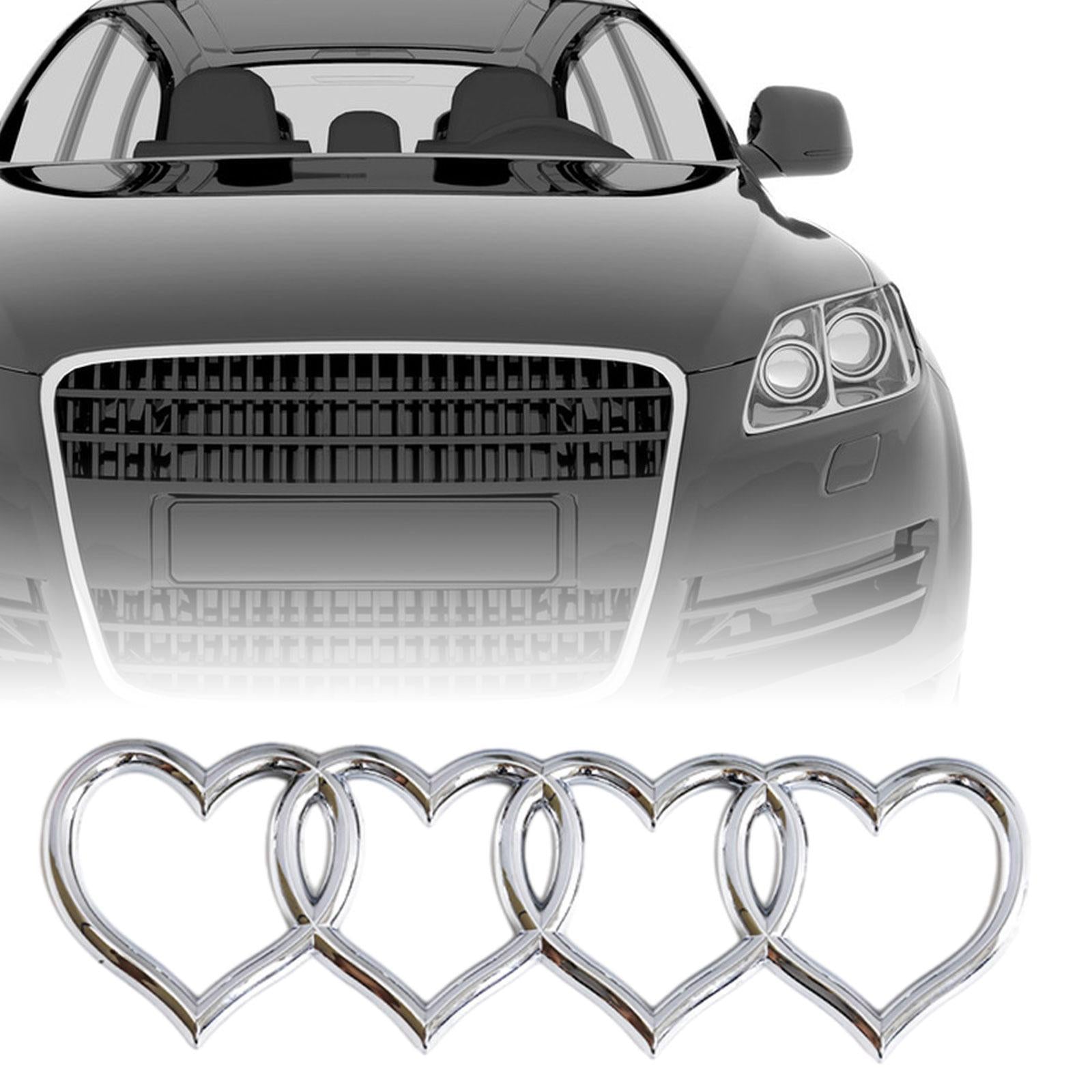 Heart Rear Trunk Stickers Replacement Decal Sticker Car Exterior Sticker Badge Silver