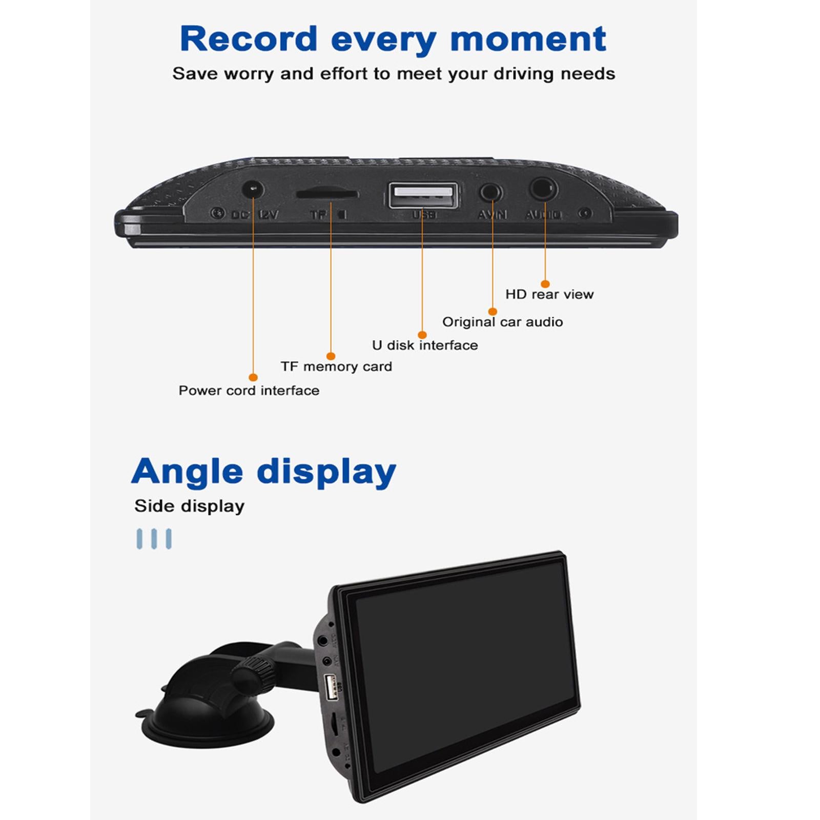 7 Portable Auto Rear View Monitor Kit Map Navigation Lightweight Car Stereo without Camera"