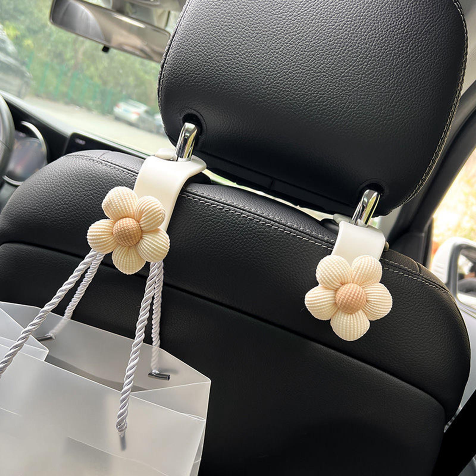 Flower Car Seat Headrest Hook Durable Hanger for Grocery Coat Umbrellas 1pc Brown