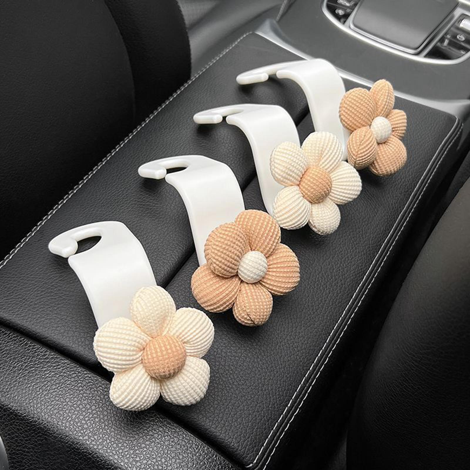 Flower Car Seat Headrest Hook Durable Hanger for Grocery Coat Umbrellas 1pc Brown