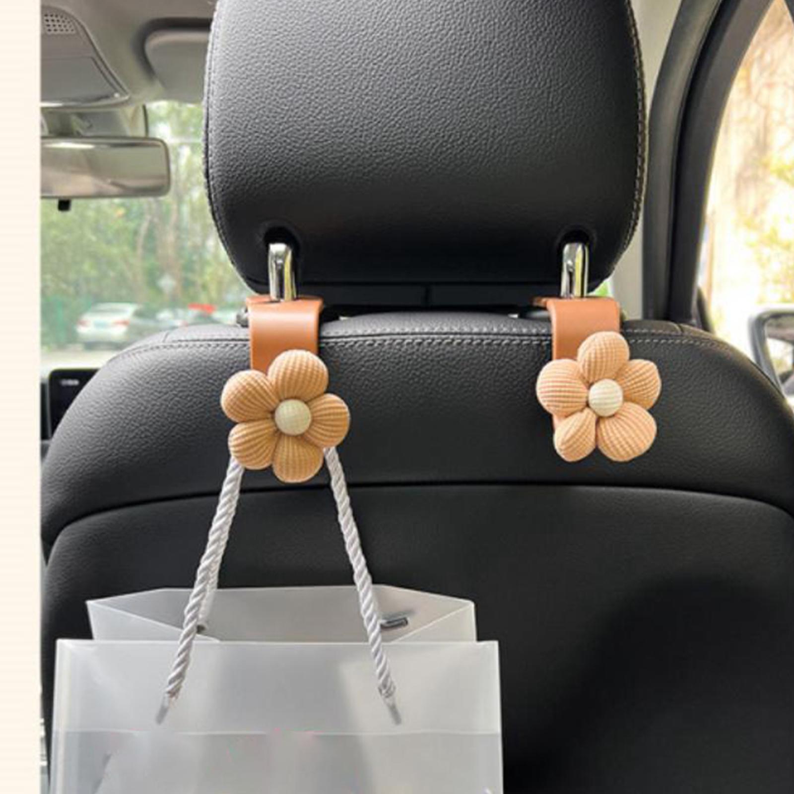 Flower Car Seat Headrest Hook Durable Hanger for Grocery Coat Umbrellas 1pc Brown