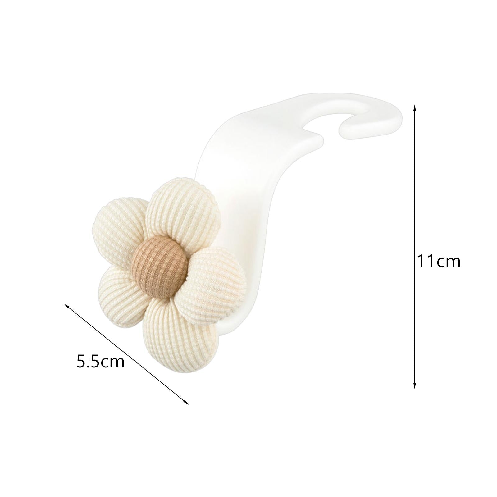 2xFlower Car Seat Headrest Hook Durable Hanger for Grocery Coat Umbrellas 2pcs White