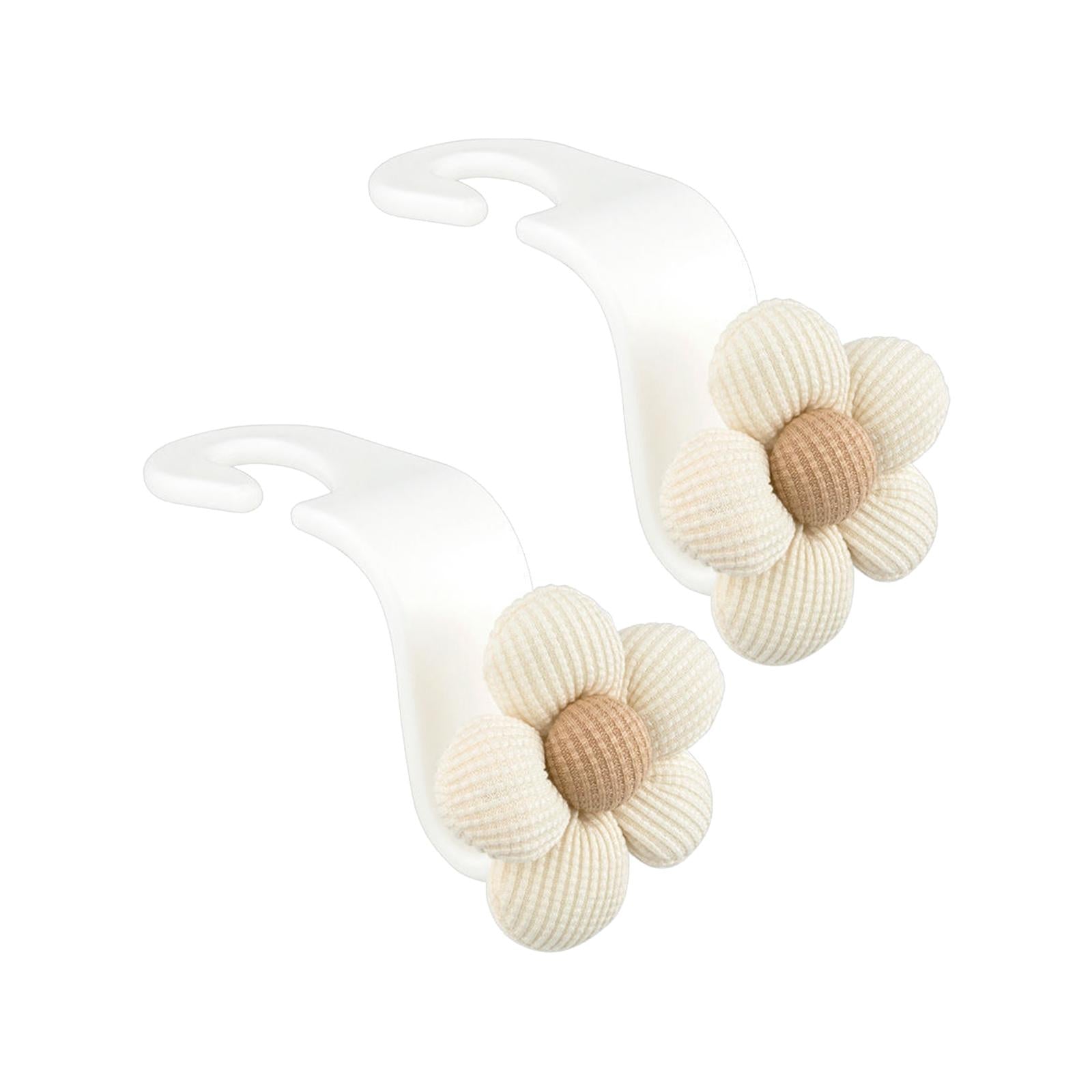 Flower Car Seat Headrest Hook Durable Hanger for Grocery Coat Umbrellas 2pcs White