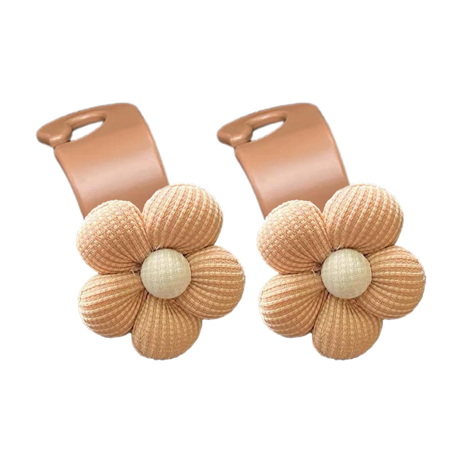 2xFlower Car Seat Headrest Hook Durable Hanger for Grocery Coat Umbrellas 2pcs Brown