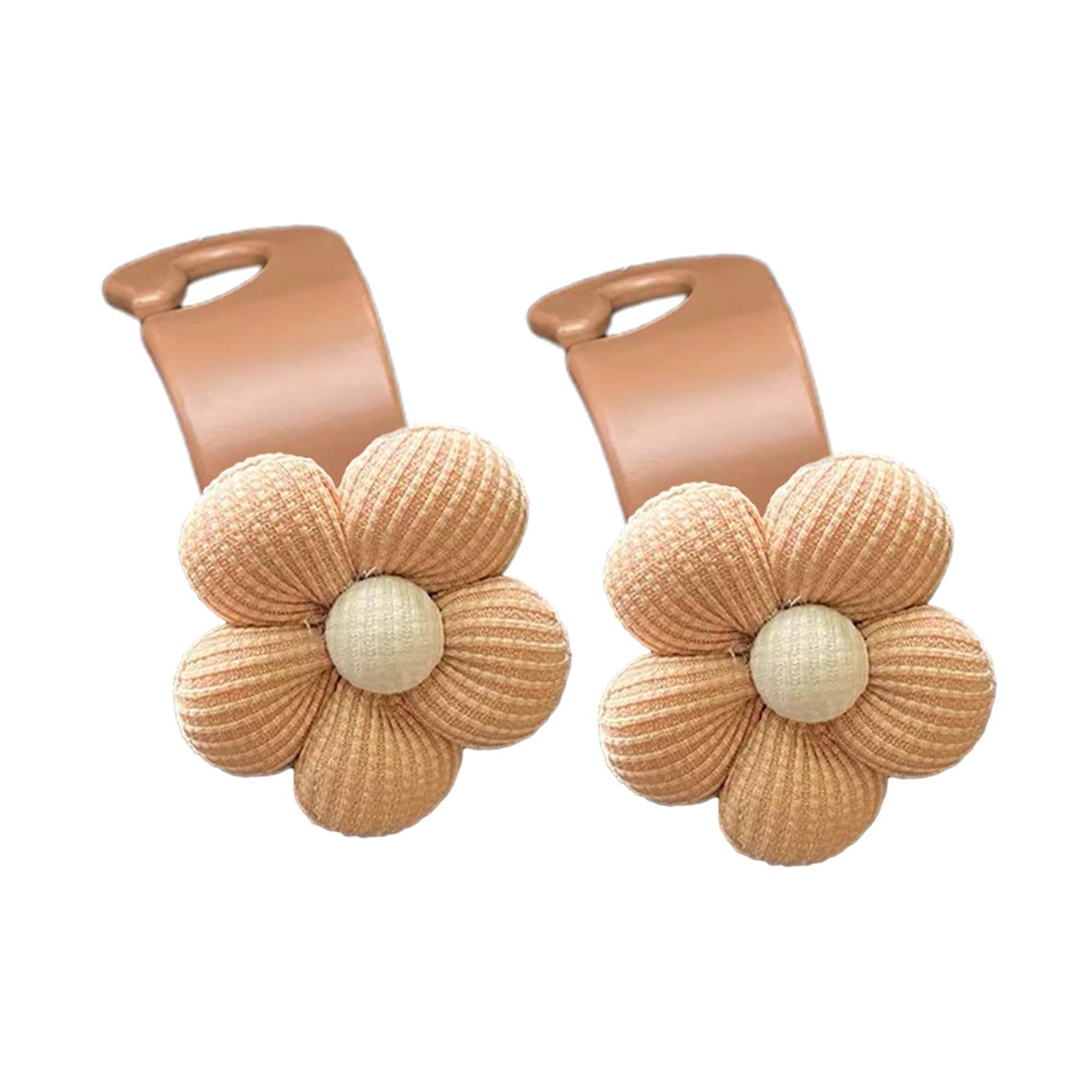 Flower Car Seat Headrest Hook Durable Hanger for Grocery Coat Umbrellas 2pcs Brown