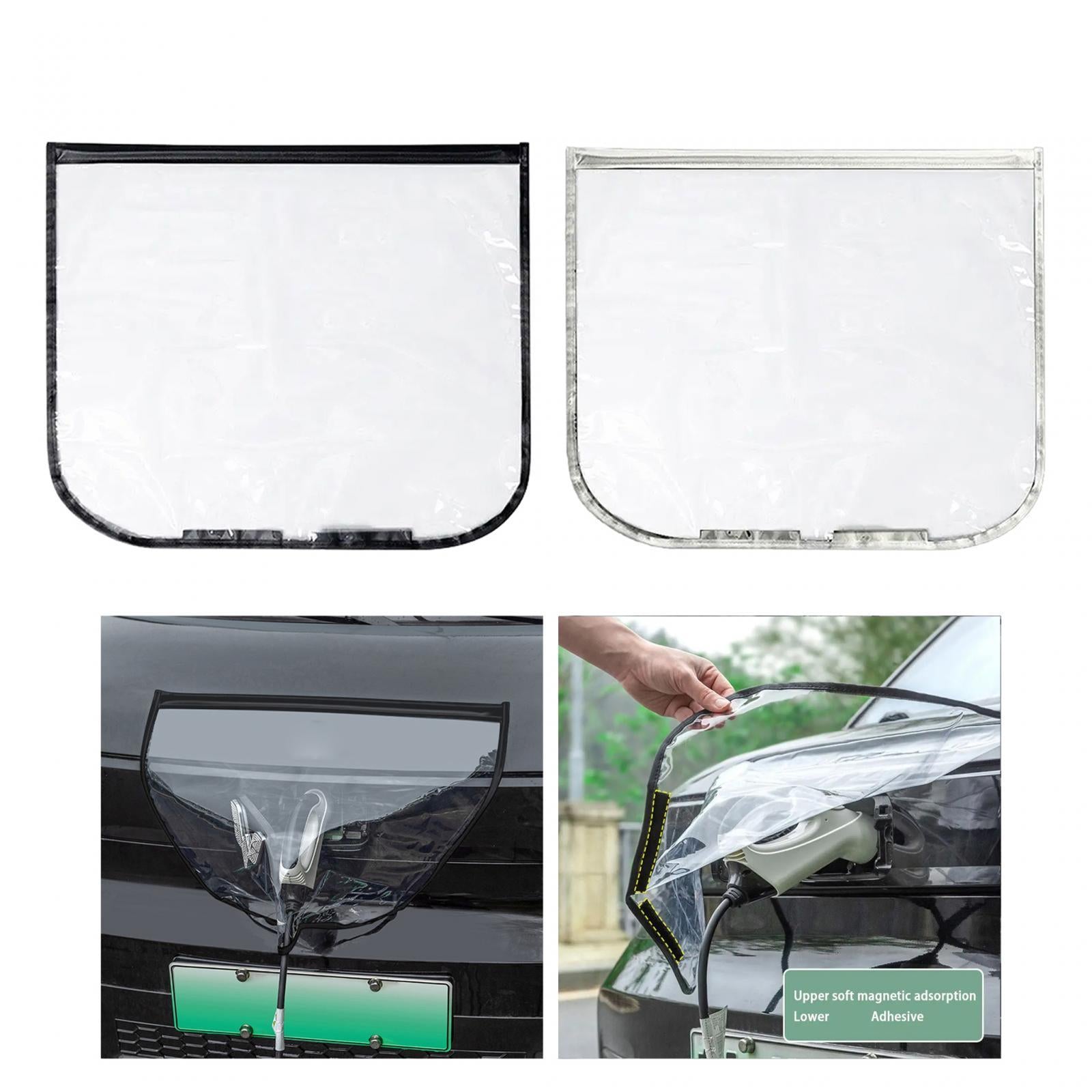 Electric Car Charging Port Rain Cover Clear Rain Snow Outdoor Protection Black