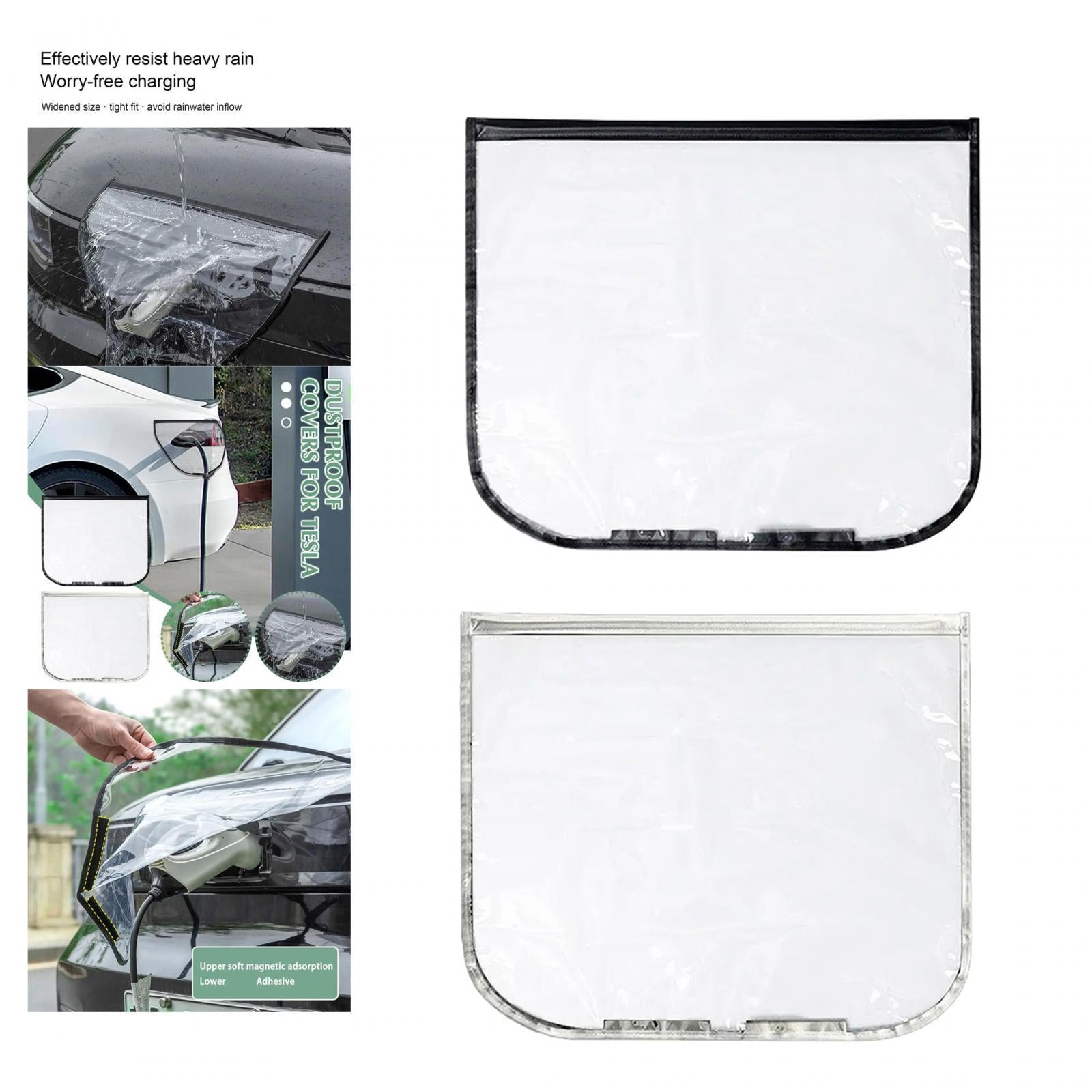 Electric Car Charging Port Rain Cover Clear Rain Snow Outdoor Protection Black