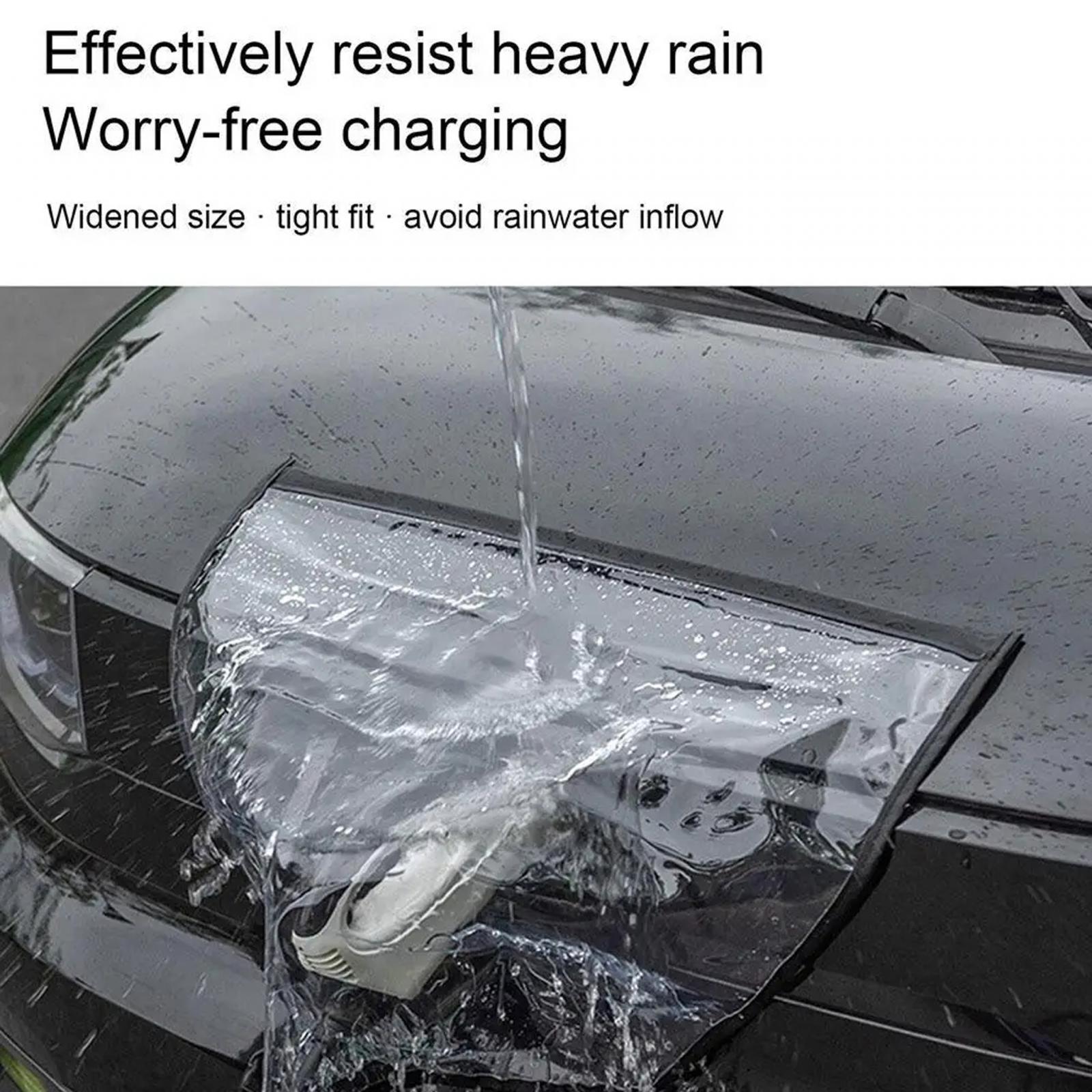 Electric Car Charging Port Rain Cover Clear Rain Snow Outdoor Protection Black